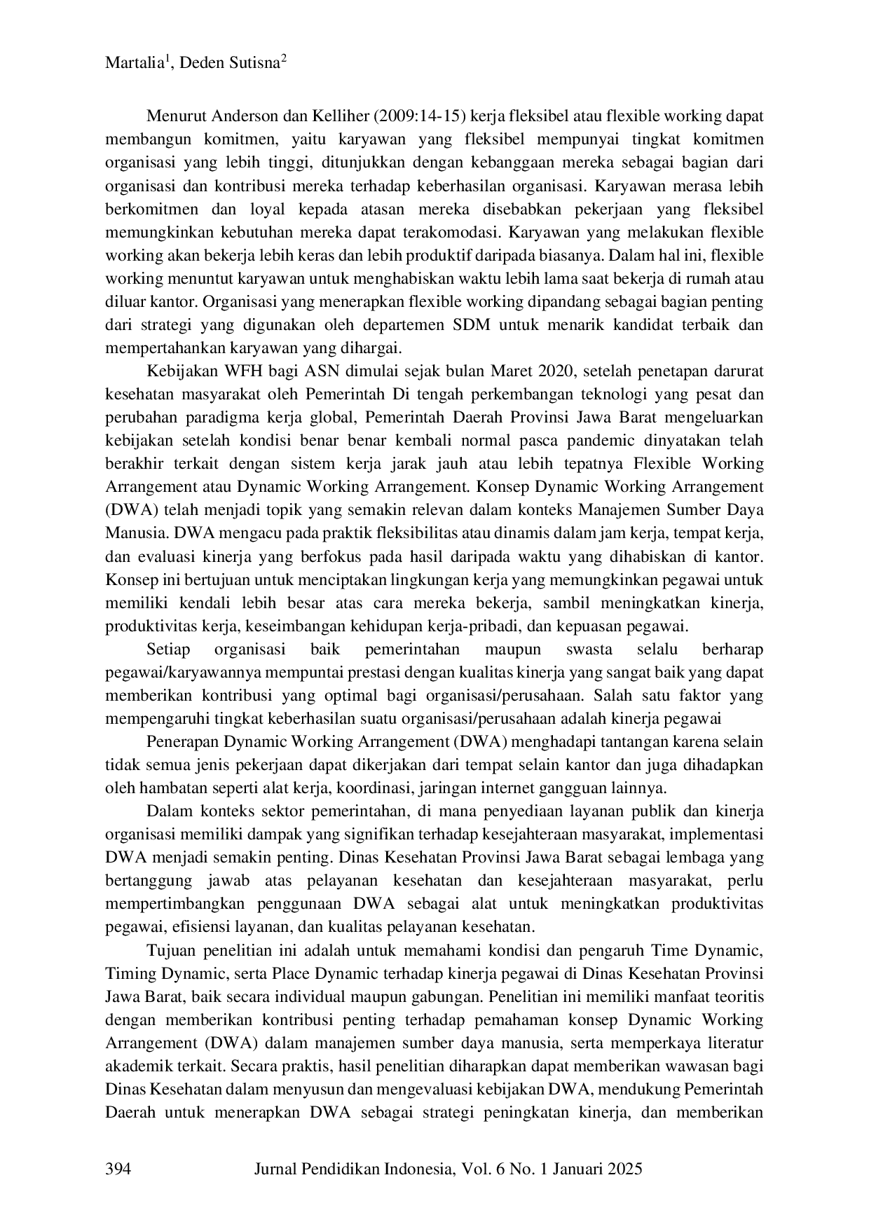 JURIS Pengaruh Time Dynamic Timing Dynamic dan Place Dynamic Terhadap Kinerja Pegawai di Dinas Kesehatan Provinsi Jawa Barat
