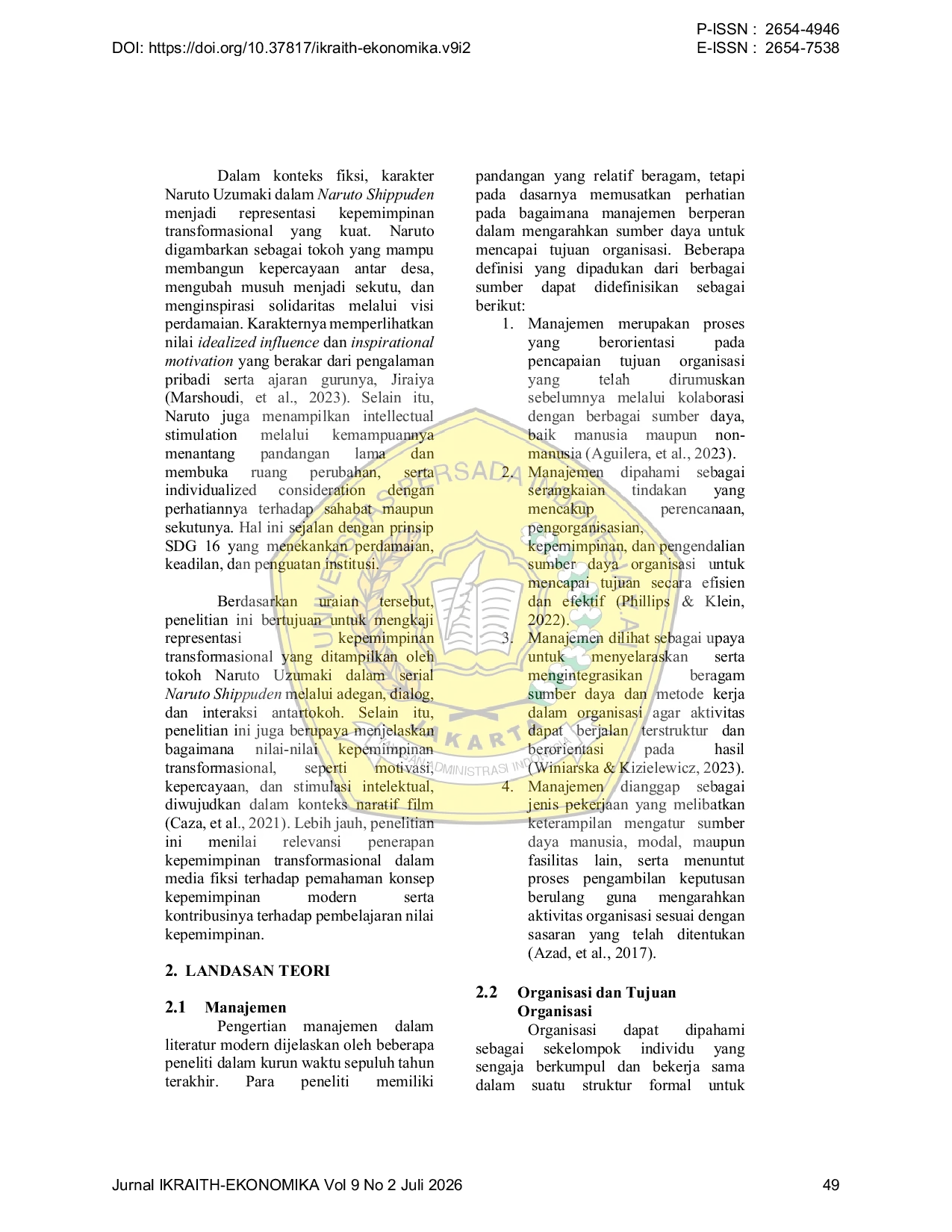 JURIS Representasi Gaya Kepemimpinan Transformasional Tokoh Naruto Uzumaki dalam Film Naruto Shippuden