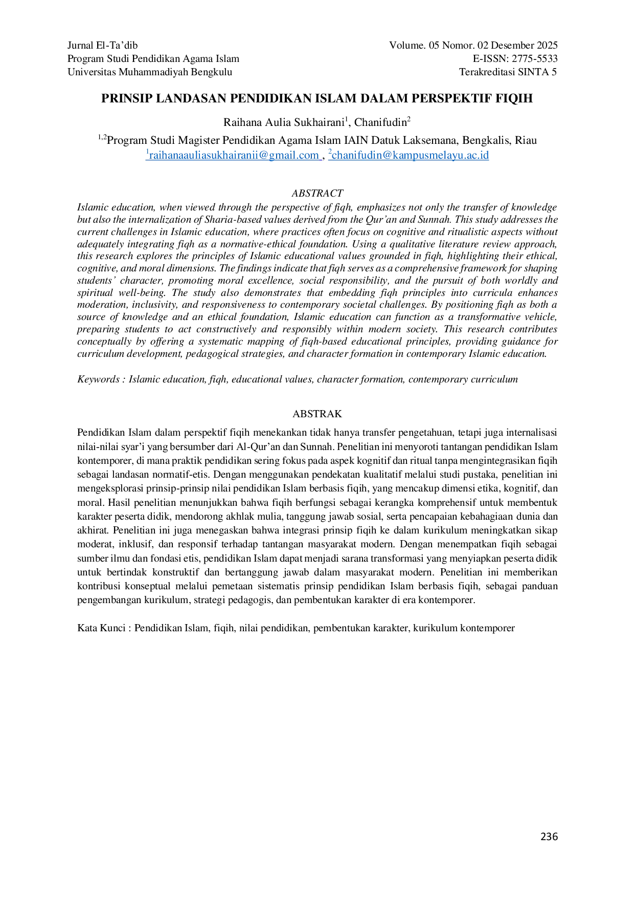 JURIS Prinsip Landasan Pendidikan Islam Dalam Perspektif Fiqih