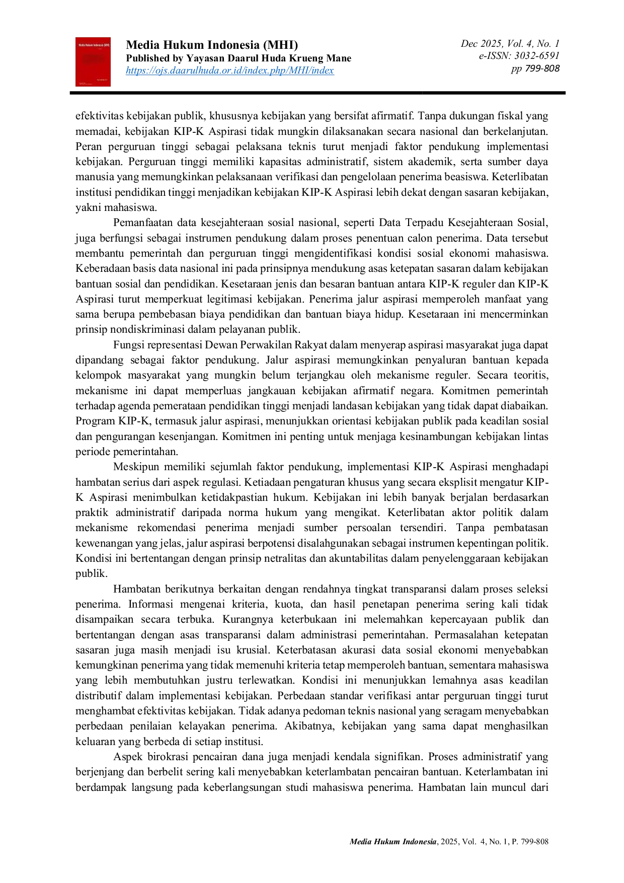 JURIS Analisis Efektivitas Kebijakan Penyaluran Beasiswa KIPK Aspirasi di Indonesia