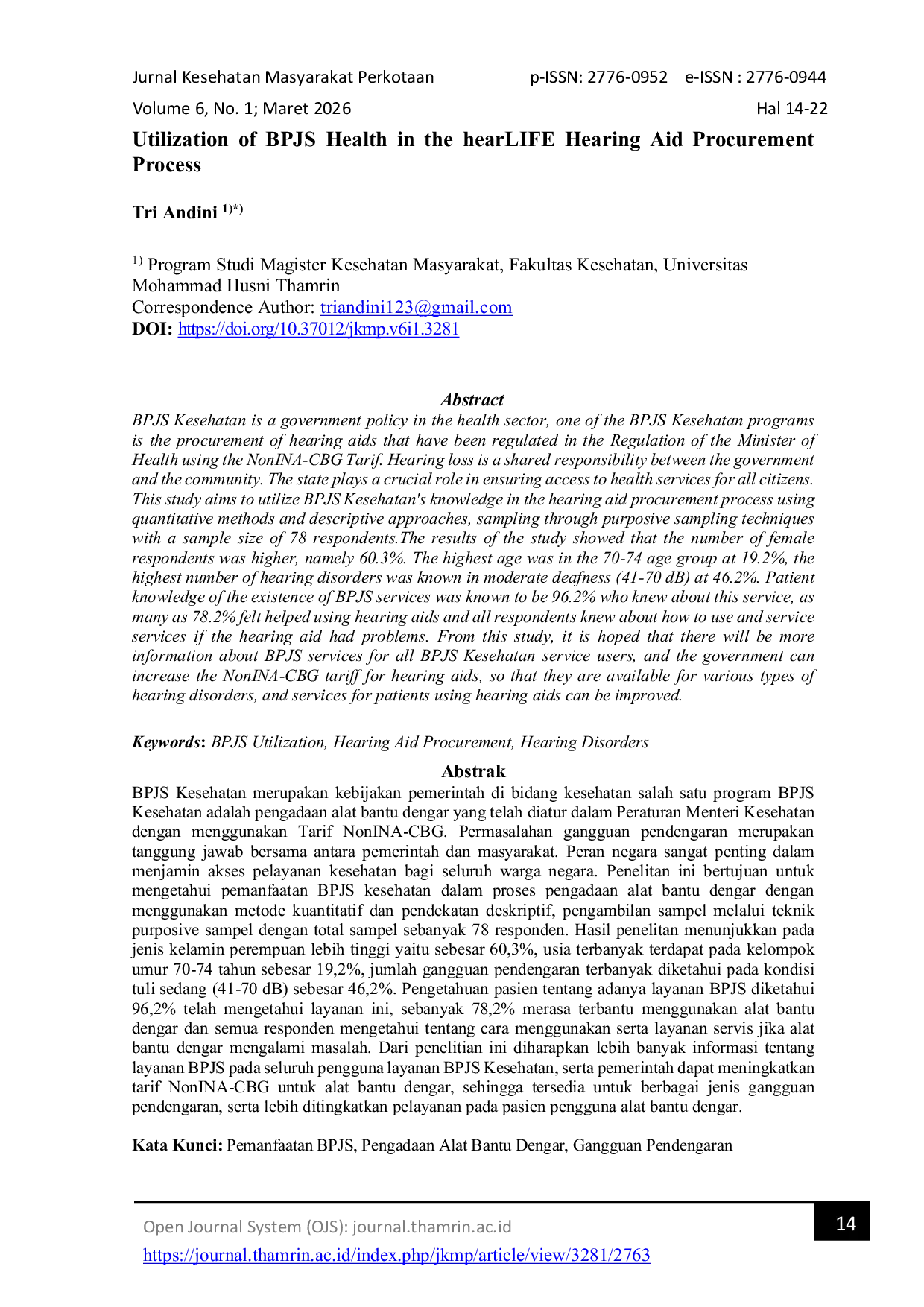 JURIS Utilization of BPJS Health in the hearLIFE Hearing Aid Procurement Process