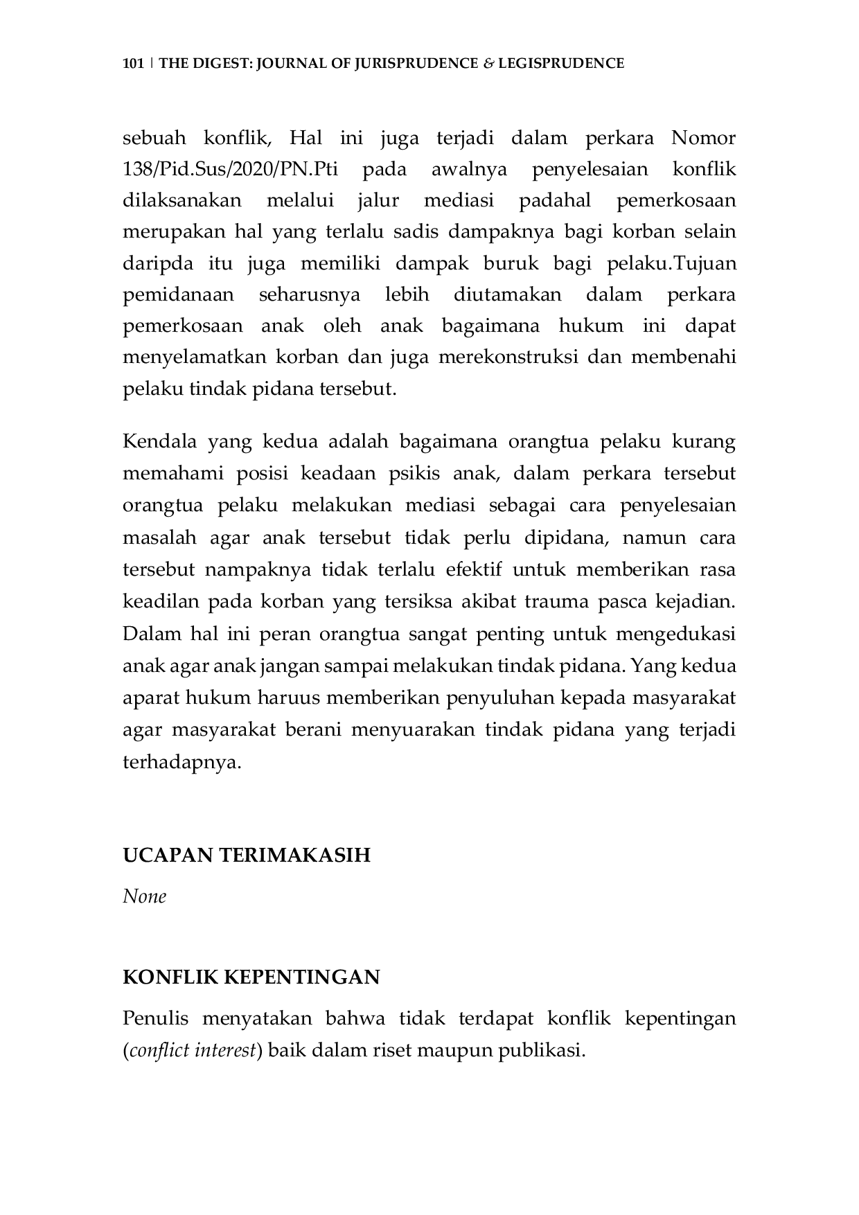 JURIS Discourse on Legal Aid for Children in Rape Crime Cases Study of Decision Number 138 Pid Sus 2020 PN Pti
