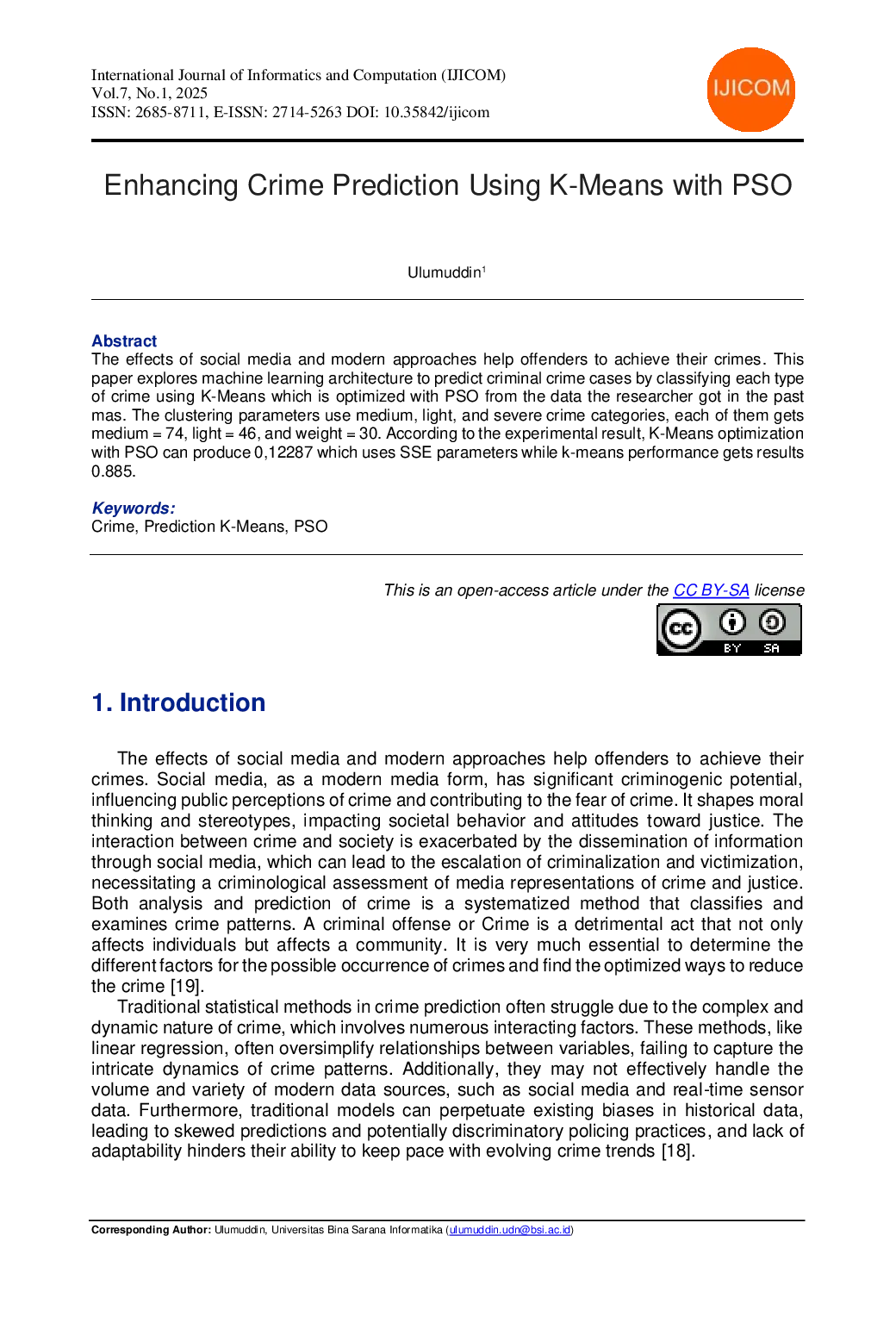JURIS Enhancing Crime Prediction Using K Means with PSO