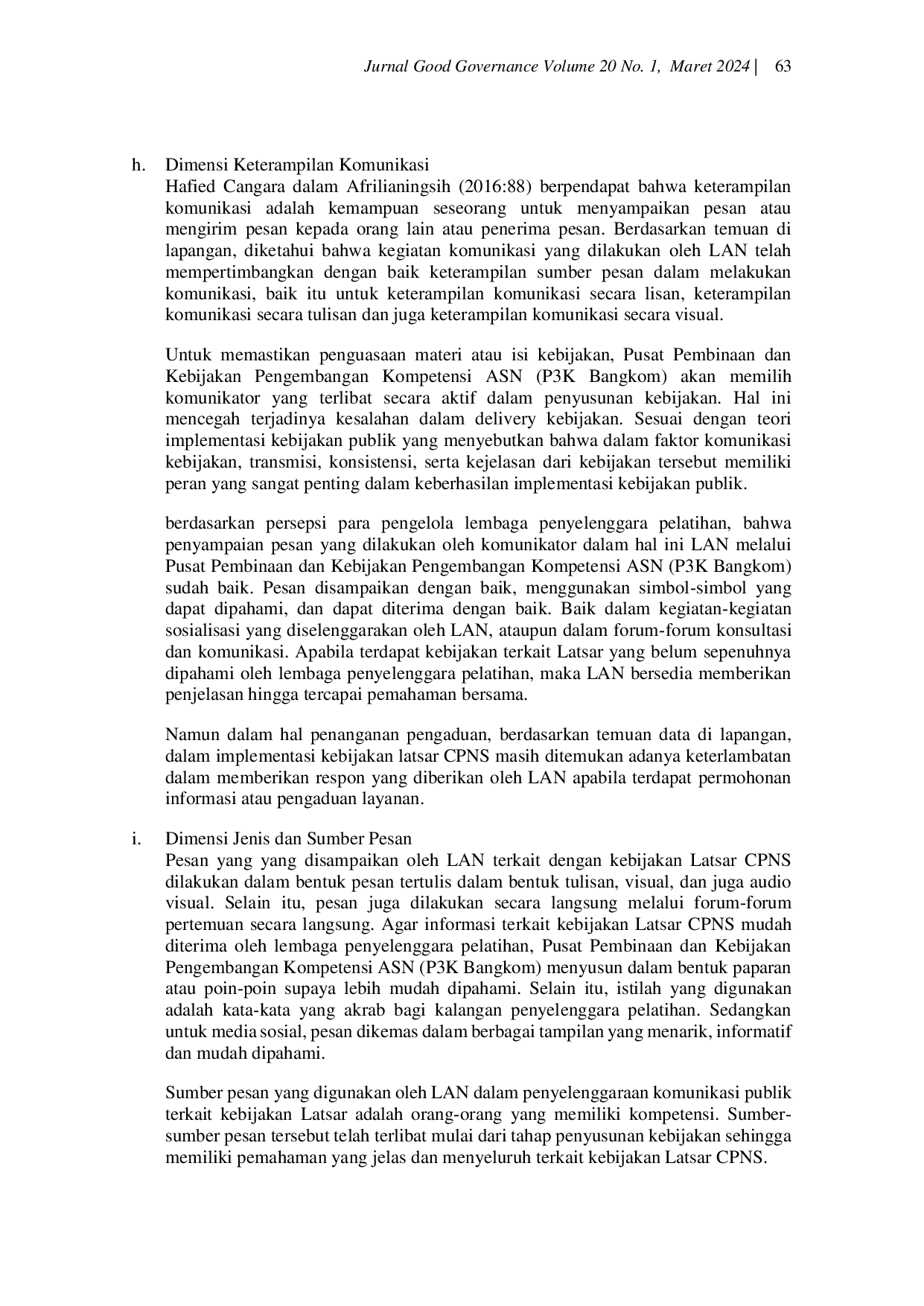 JURIS Audit Komunikasi Kebijakan Pengembangan Kompetensi Pelatihan Dasar Calon Pegawai Negeri Sipil Latsar CPNS