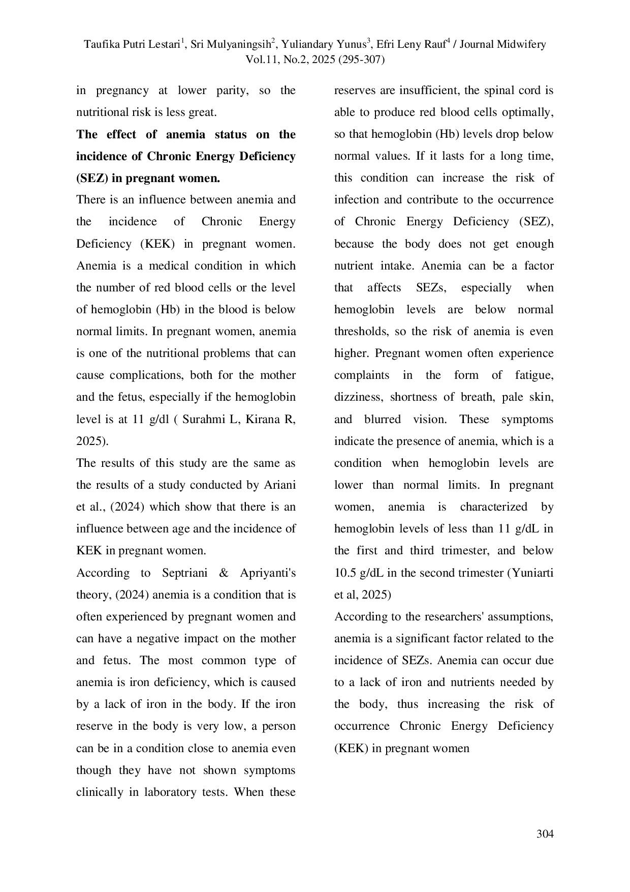JURIS Analysis of Factors Affecting the Incidence of Chronic Energy Deficiency SEZ in Pregnant Women