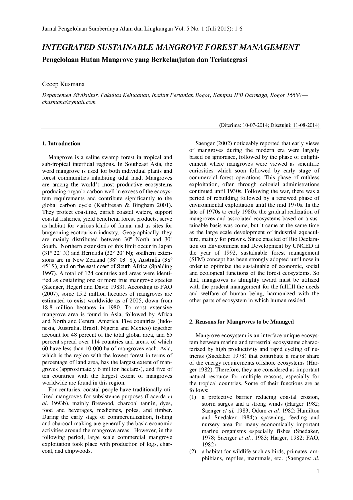 juris Integrated Sustainable Mangrove Forest Management