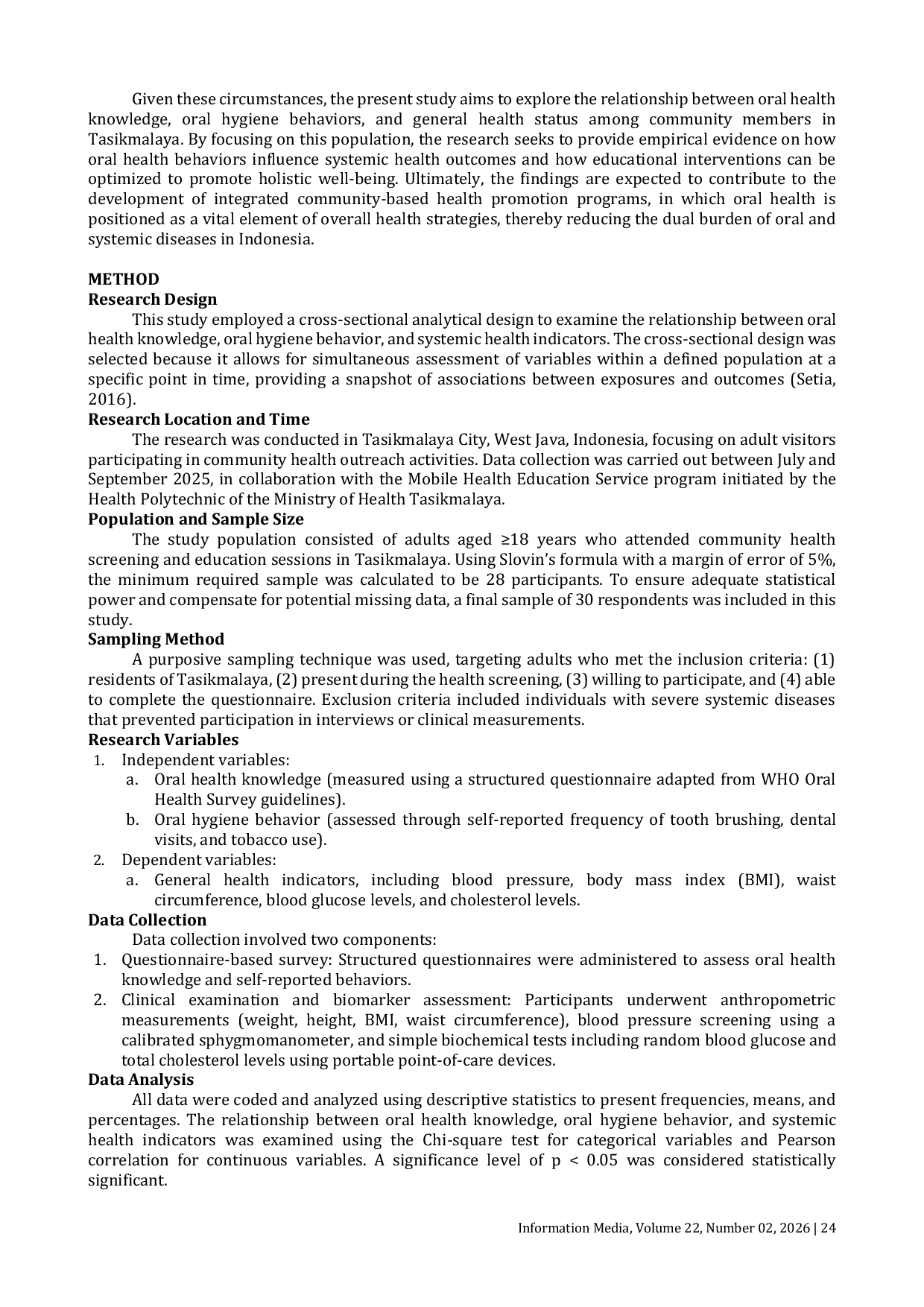 JURIS Association Between Oral Health and General Health Among Adults in Tasikmalaya