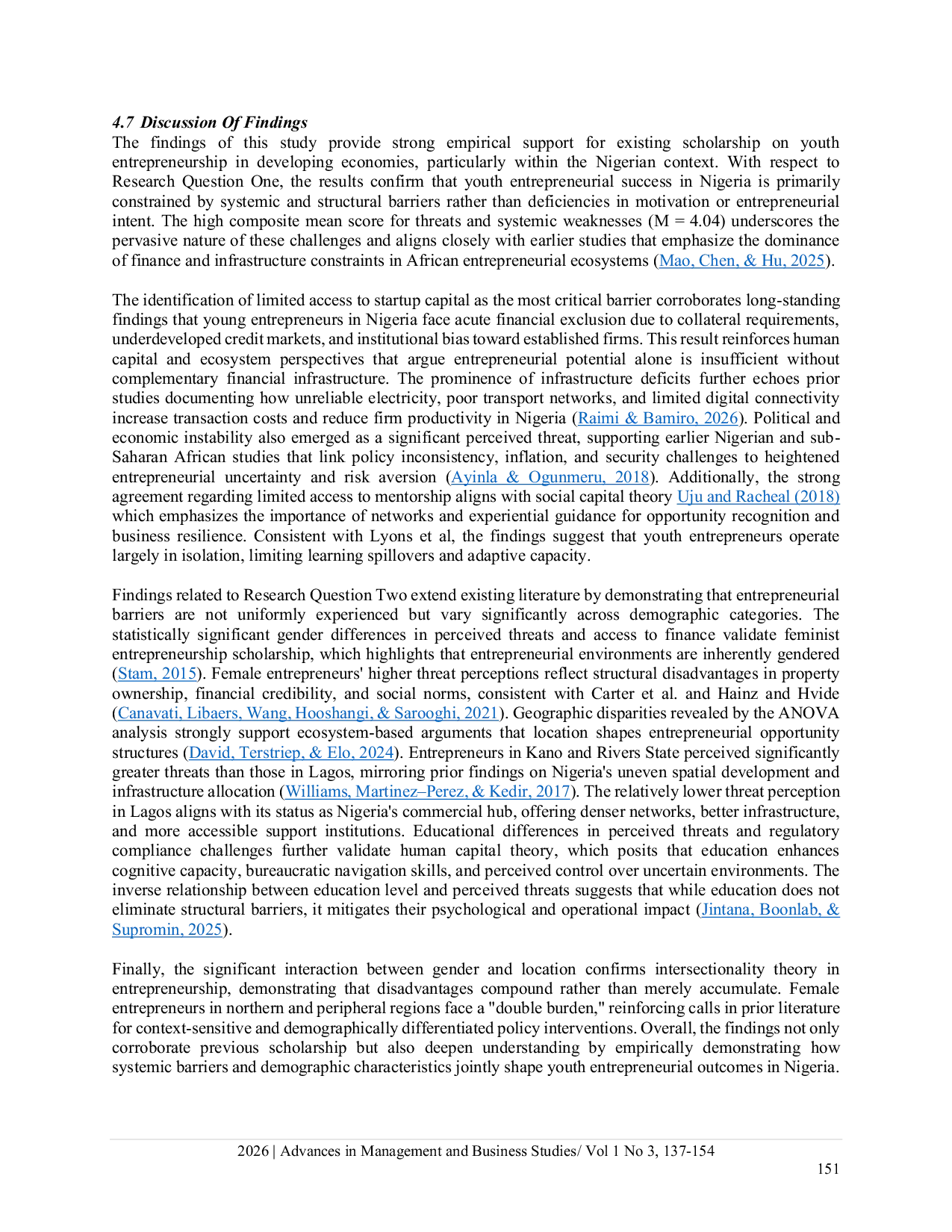 JURIS Systemic Barriers and Demographic Disparities in Youth Entrepreneurship Evidence from Nigeria
