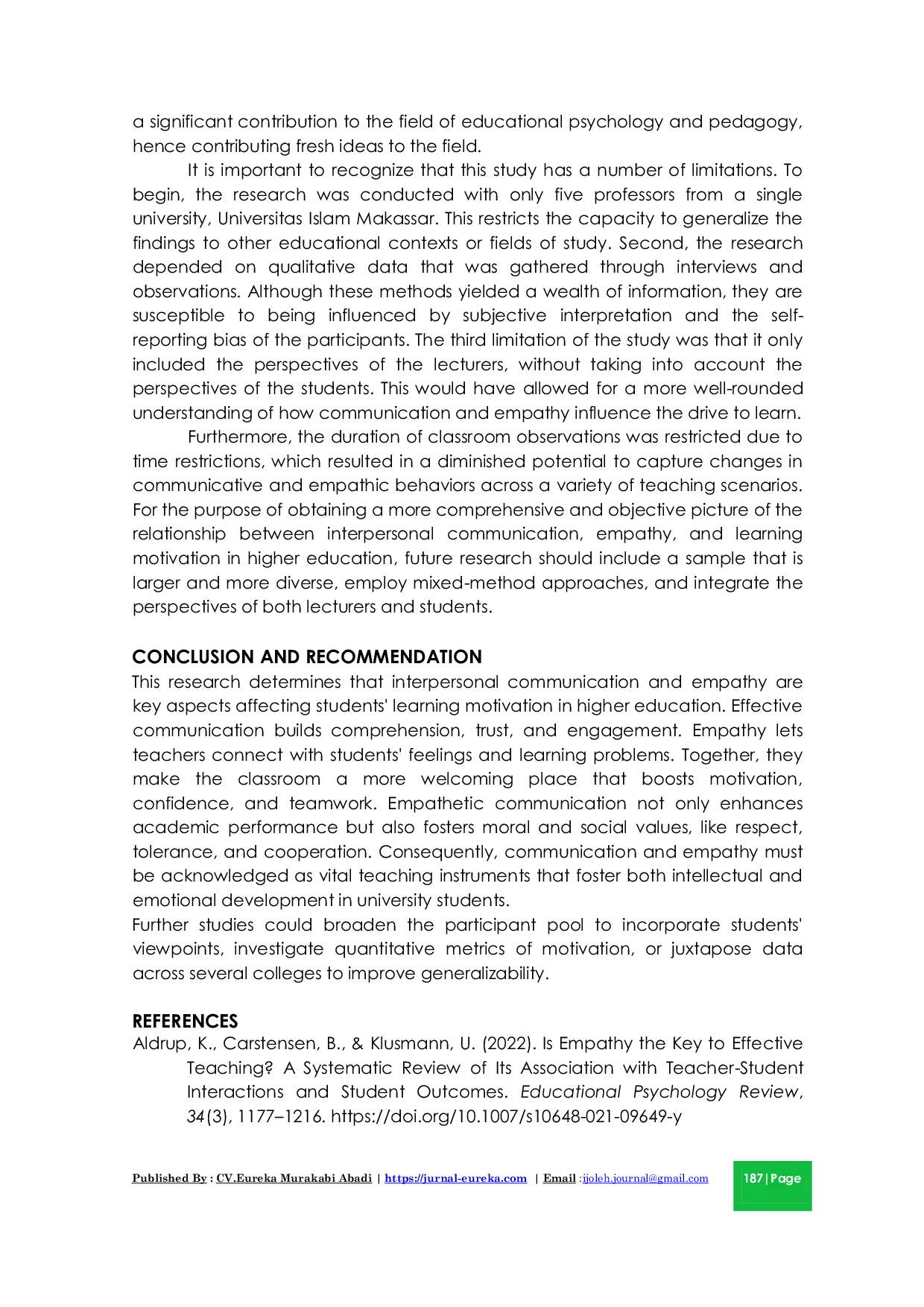 JURIS Interpersonal Communication Empathy and Learning Motivation of Indonesian University Students