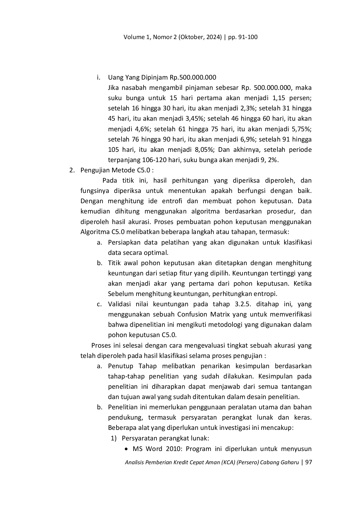 JURIS Analisis Pemberian Kredit Cepat Aman Kca Persero Cabang Gaharu