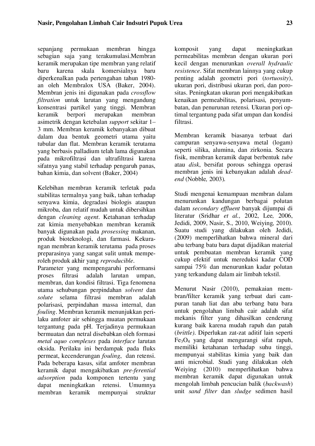 JURIS Pengolahan Limbah Cair Industri Pupuk Urea Menggunakan Filter Keramik