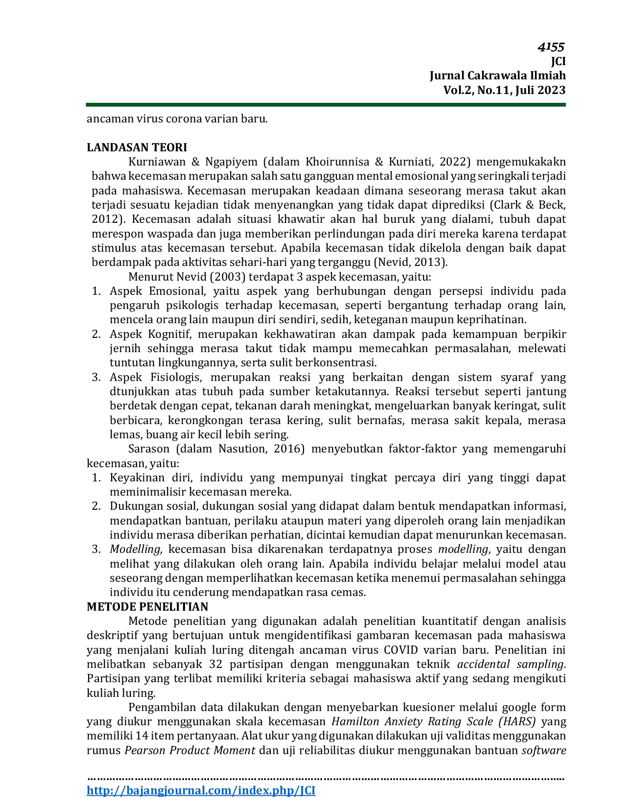 JURIS Gambaran Kecemasan Pada Mahasiswa Yang Menjalani Kuliah Luring Ditengah Ancaman Virus Corona Varian Baru