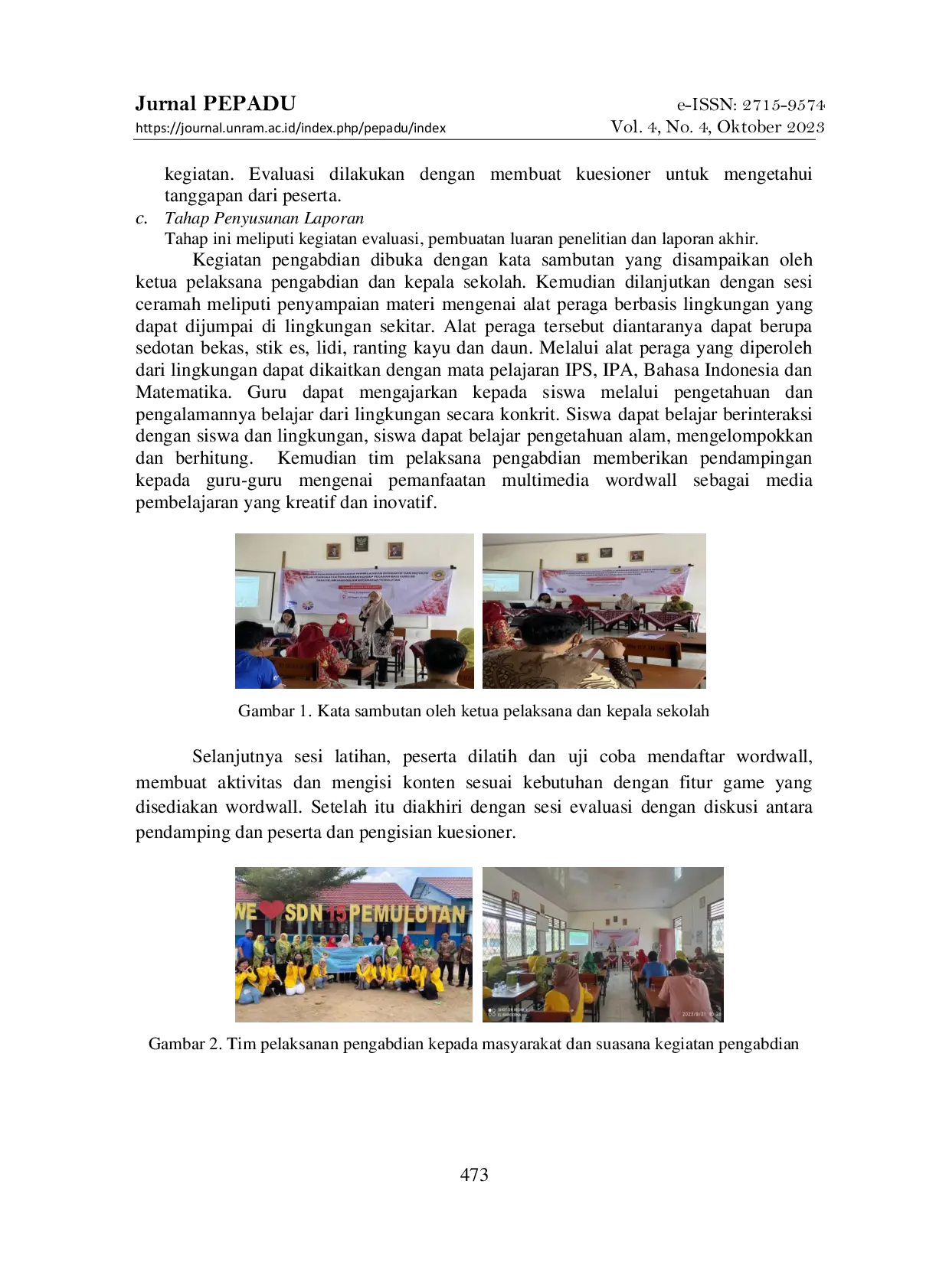 JURIS Pendampingan Pemanfaatan Multimedia Wordwall Berbasis Lingkungan Pada Guru Guru SD