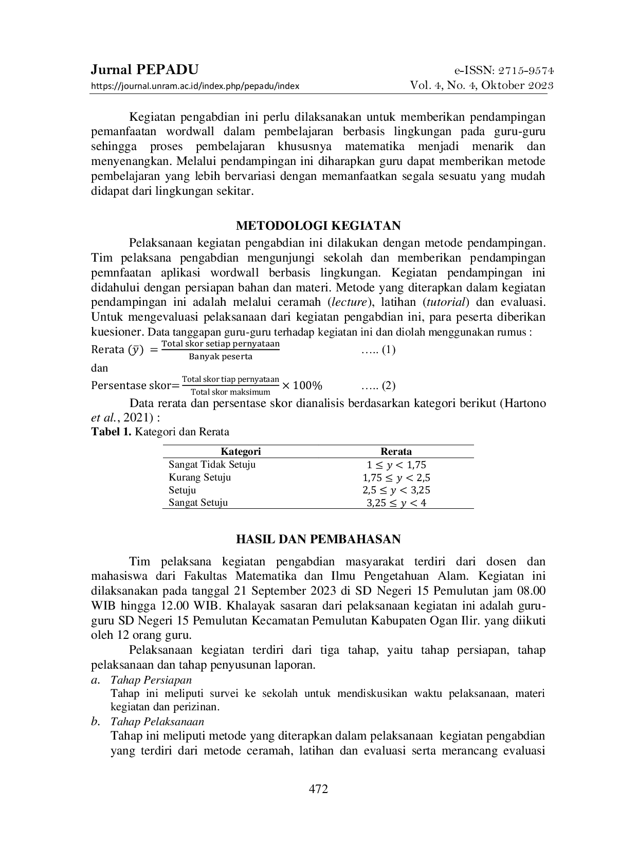 JURIS Pendampingan Pemanfaatan Multimedia Wordwall Berbasis Lingkungan Pada Guru Guru SD