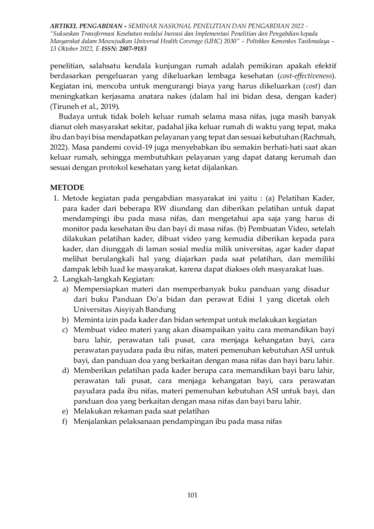 JURIS Pelatihan Kader Posyandu untuk Pendampingan Ibu Nifas dan Bayi Baru Lahir Secara Holistik