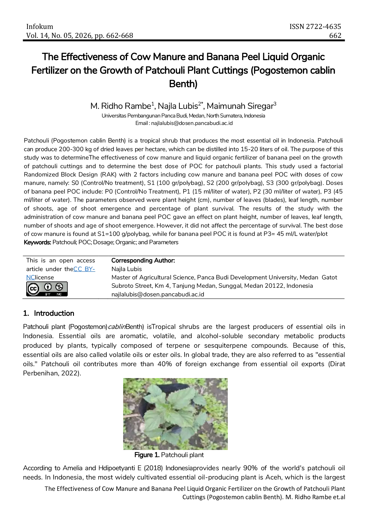 JURIS The Effectiveness of Cow Manure and Banana Peel Liquid Organic Fertilizer on the Growth of Patchouli Plant Cuttings Pogostemon cablin Benth
