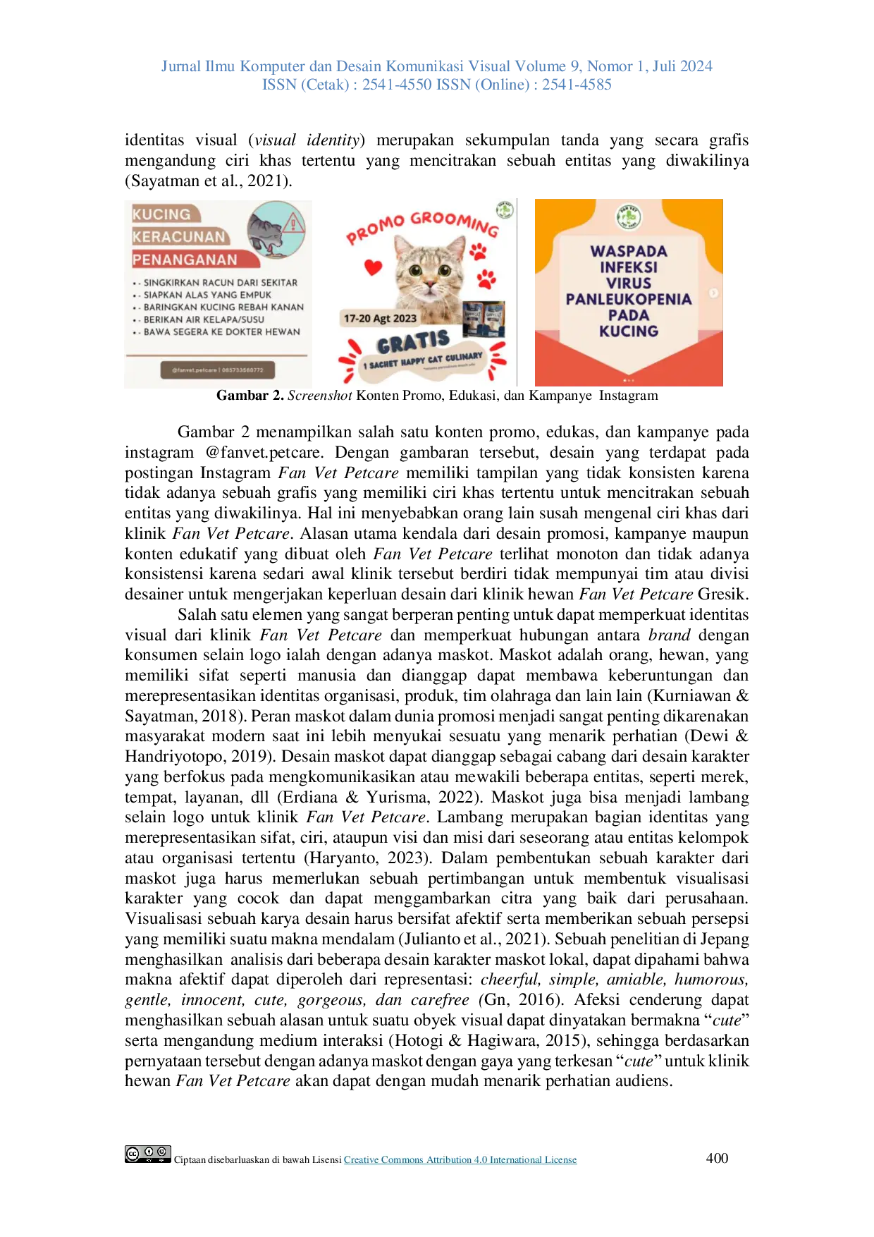 JURIS Designing a Mascot as a Visual Identity for the Fan Vet Petcare Gresik Clinic