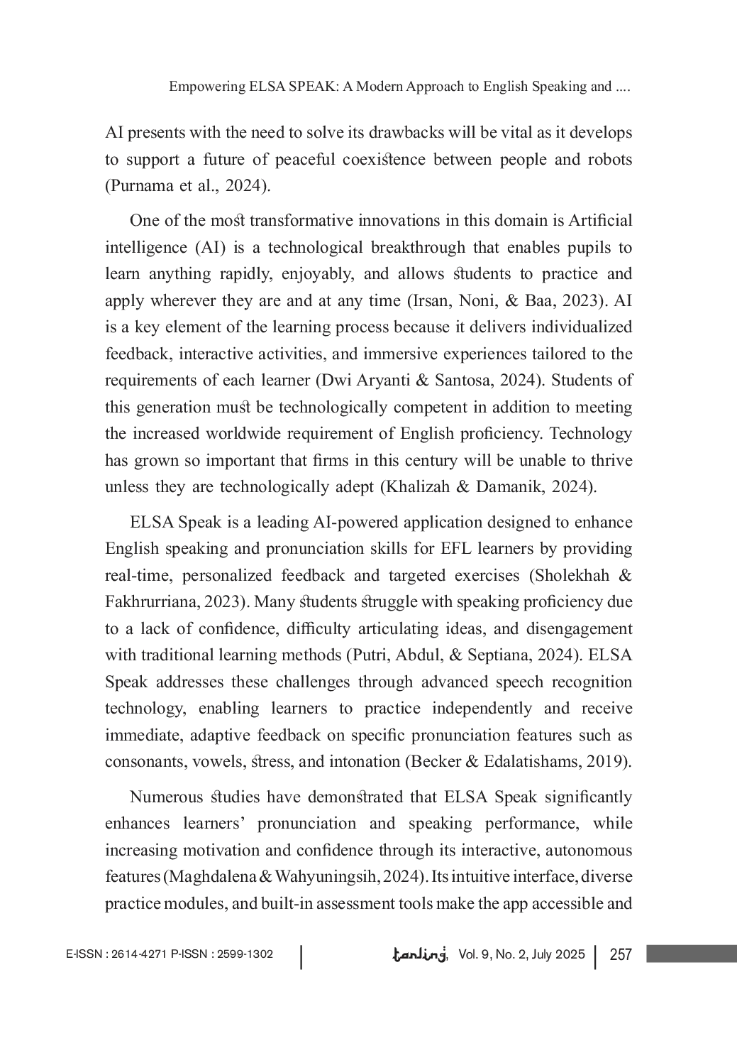JURIS Empowering ELSA SPEAK A Modern Approach to English Speaking and Pronunciation Mastery with an AI Powered for EFL Students