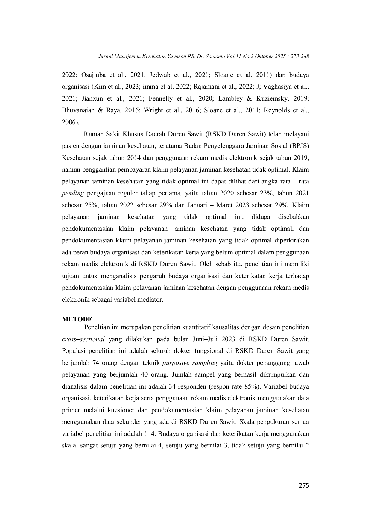 JURIS Penggunaan Rekam Medis Elektronik Meningkatkan Akurasi dan Efisiensi Pendokumentasian Klaim Pelayanan Jaminan Kesehatan