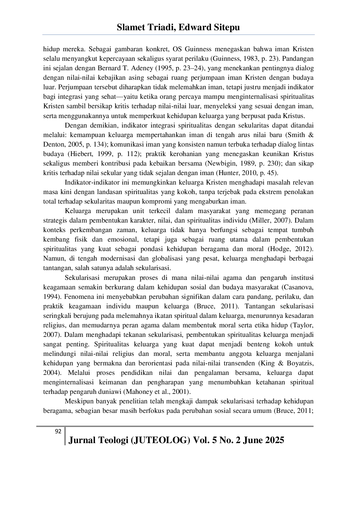 JURIS Pembentukkan Spiritualitas Keluarga Dalam Menghadapi Tantangan Sekularisasi