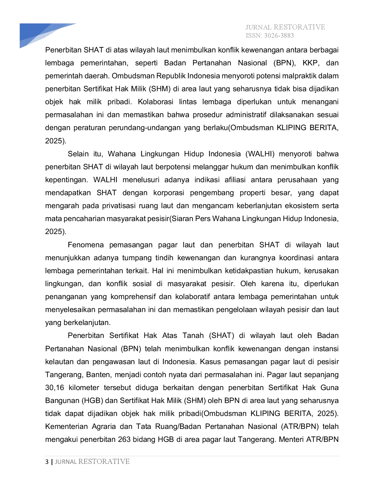 juris Penerbitan Sertifikat Hak Atas Tanah Di Laut Yang Menyebabkan Konflik Kewenangan Antara Lembaga Pemerintahan Di Indonesia