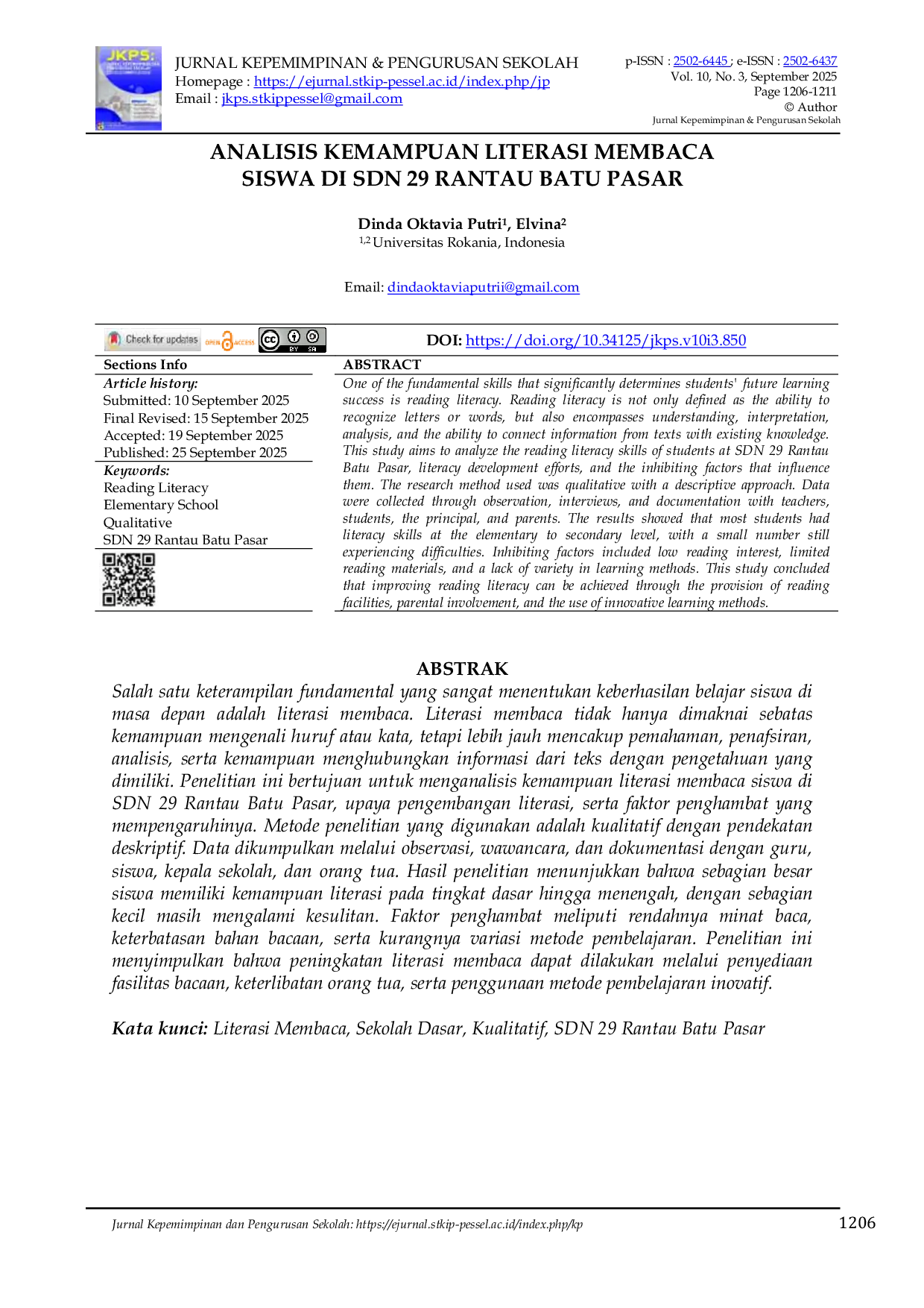 JURIS Analysis of Reading Literacy Skills of Students at SDN 29 Rantau Batu Pasar