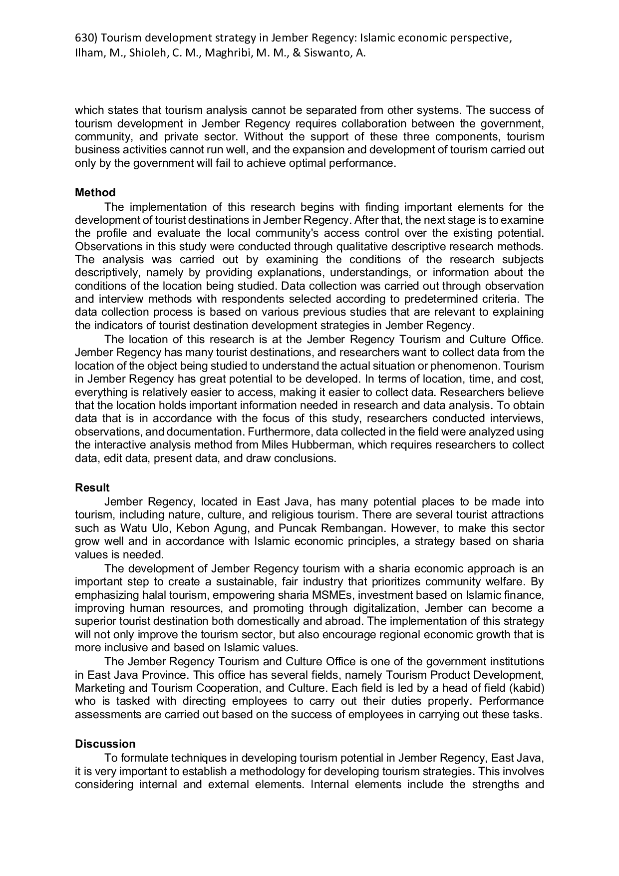 JURIS Tourism development strategy in Jember Regency Islamic economic perspective