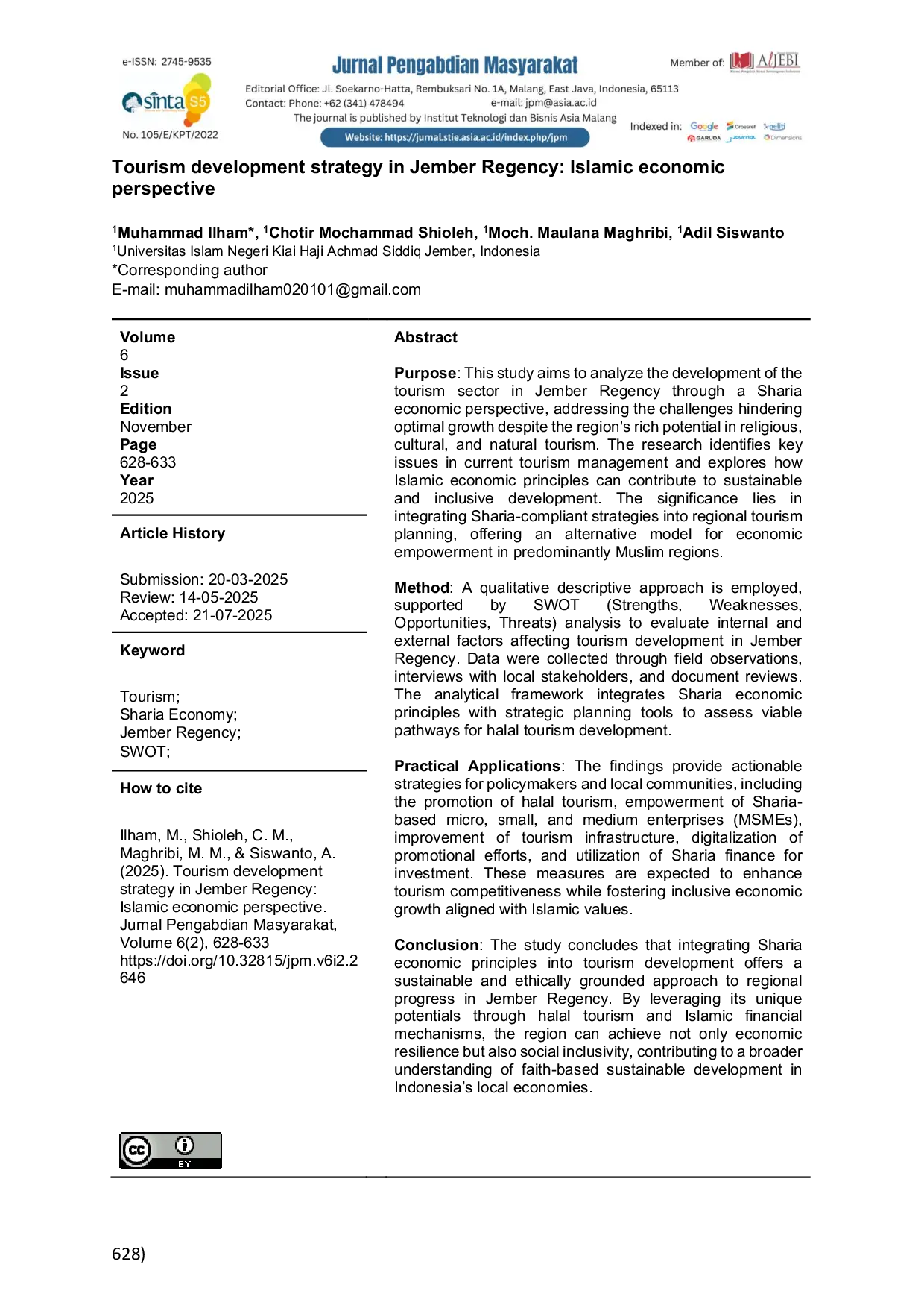 JURIS Tourism development strategy in Jember Regency Islamic economic perspective