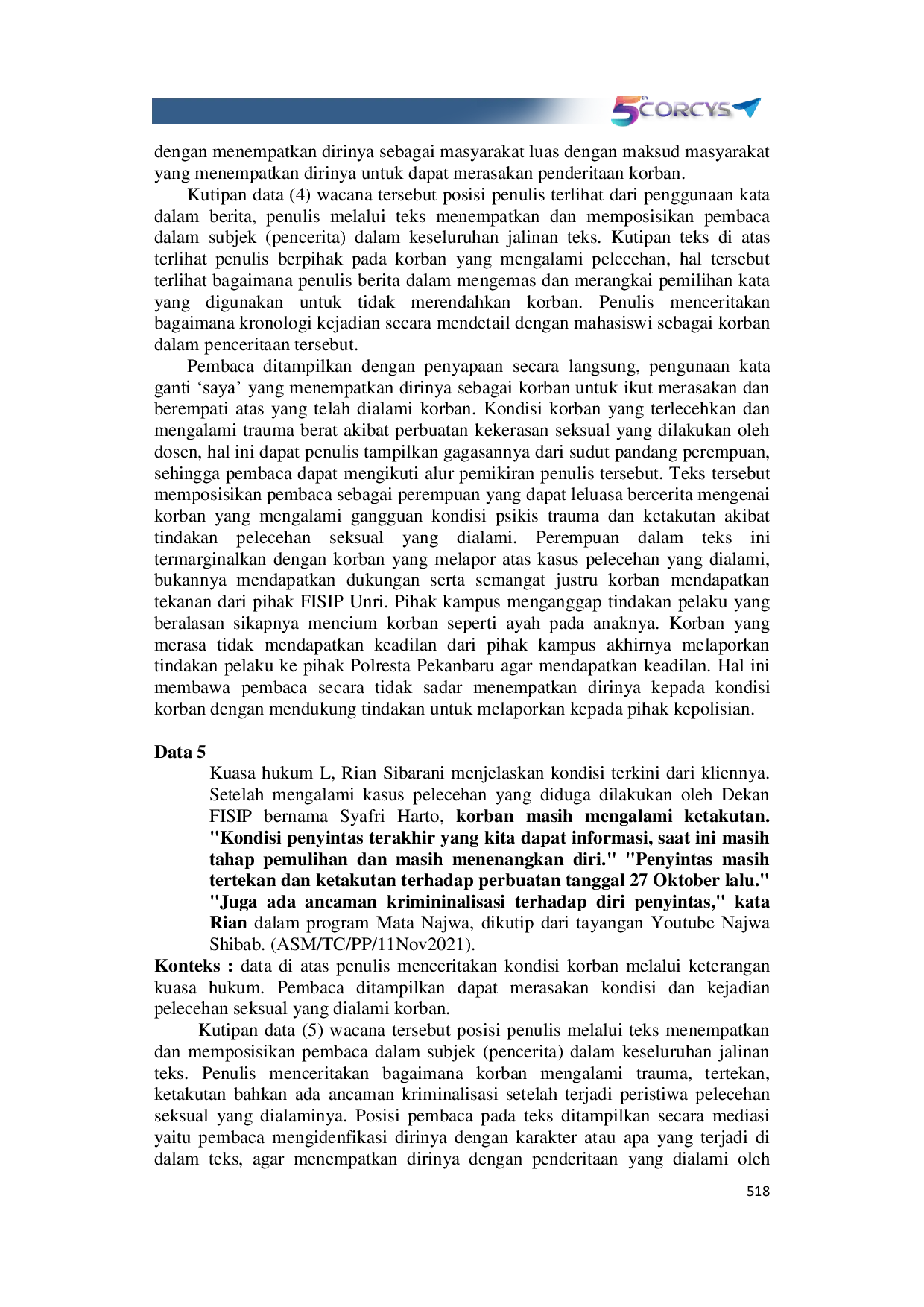 JURIS Marginalisasi Gender dalam Berita Online Tribunnews Kasus Pelecehan Seksual Terhadap Mahasiswi