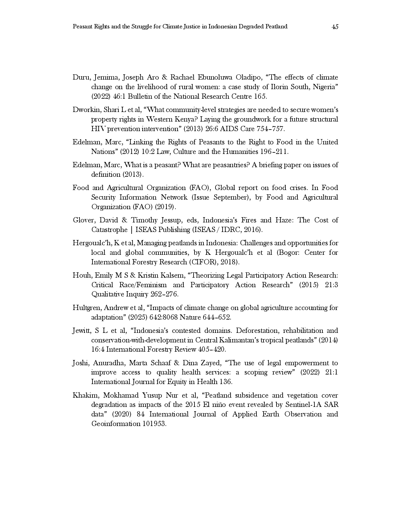 juris Peasant Rights and the Struggle for Climate Justice in Indonesian Degraded Peatland