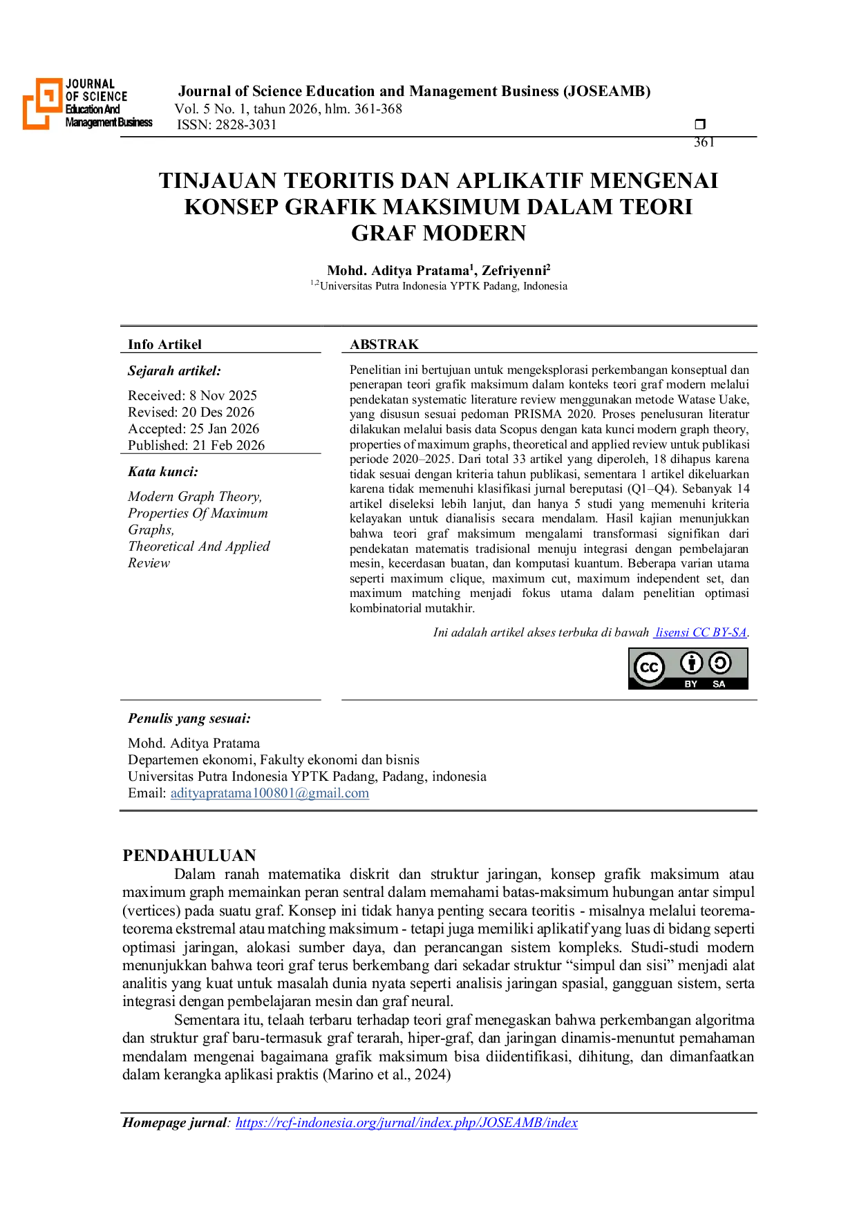 JURIS Tinjauan Teoritis dan Aplikatif Mengenai Konsep Grafik Maksimum dalam Teori Graf Modern