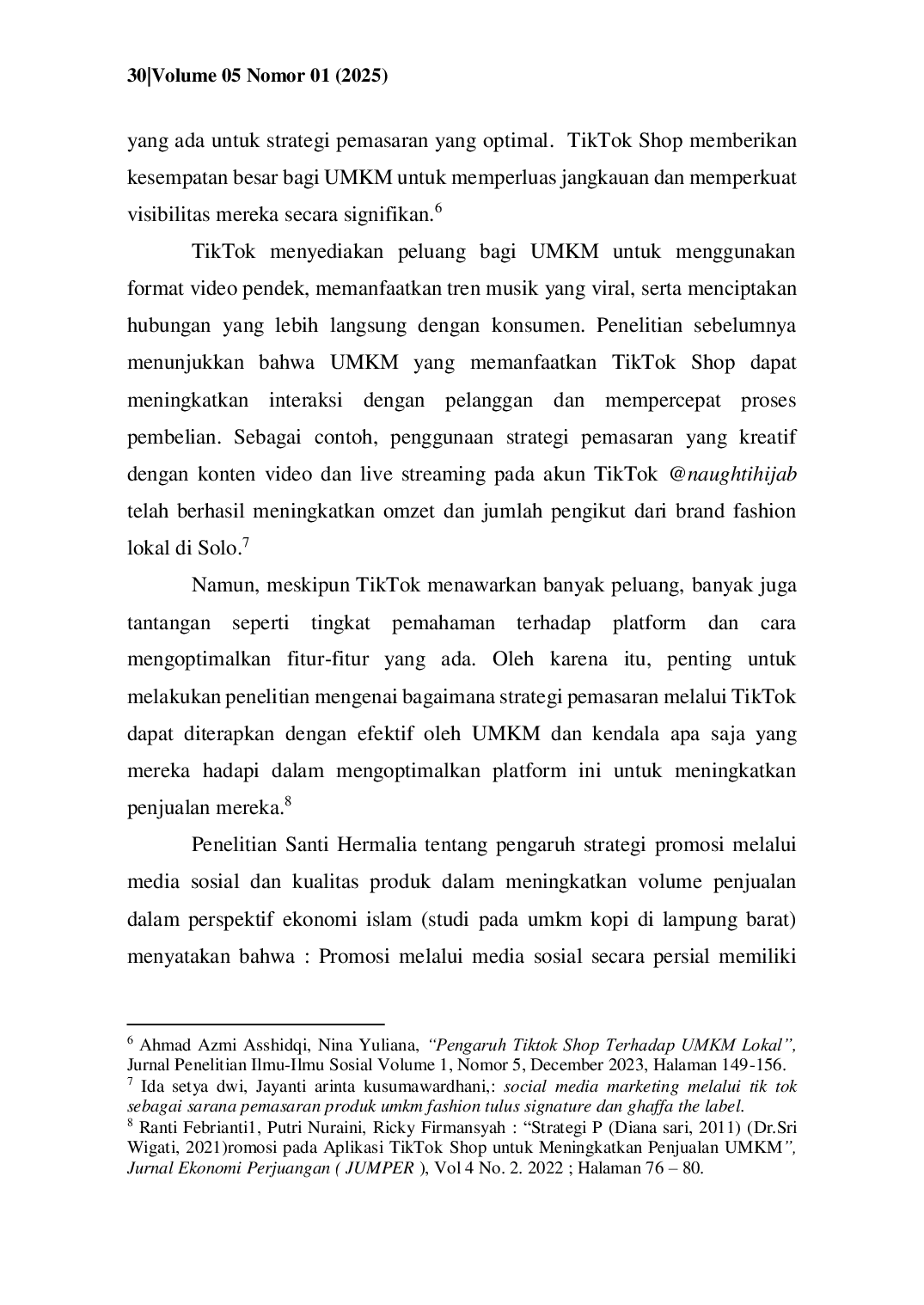 JURIS Strategi pemasaran melalui media sStrategi Pemasaran Melalui Media Sosial Tik Tok Pada UMKM Dalam Perspektif Ekonomi Islamosial tik tok pada UMKM dalam perspektif ekonomi islam