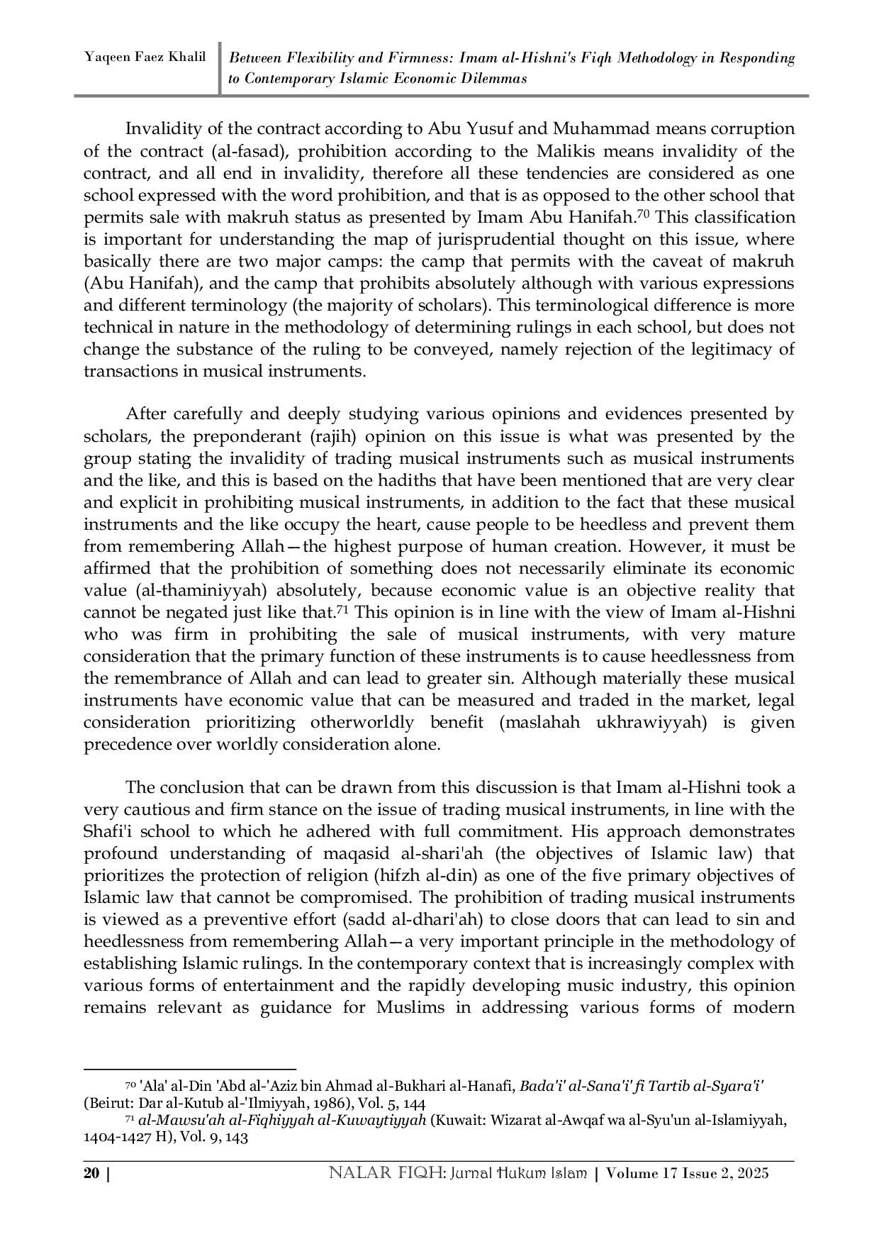 JURIS Between Flexibility and Firmness Imam al Hishni s Fiqh Methodology in Responding to Contemporary Islamic Economic Dilemmas