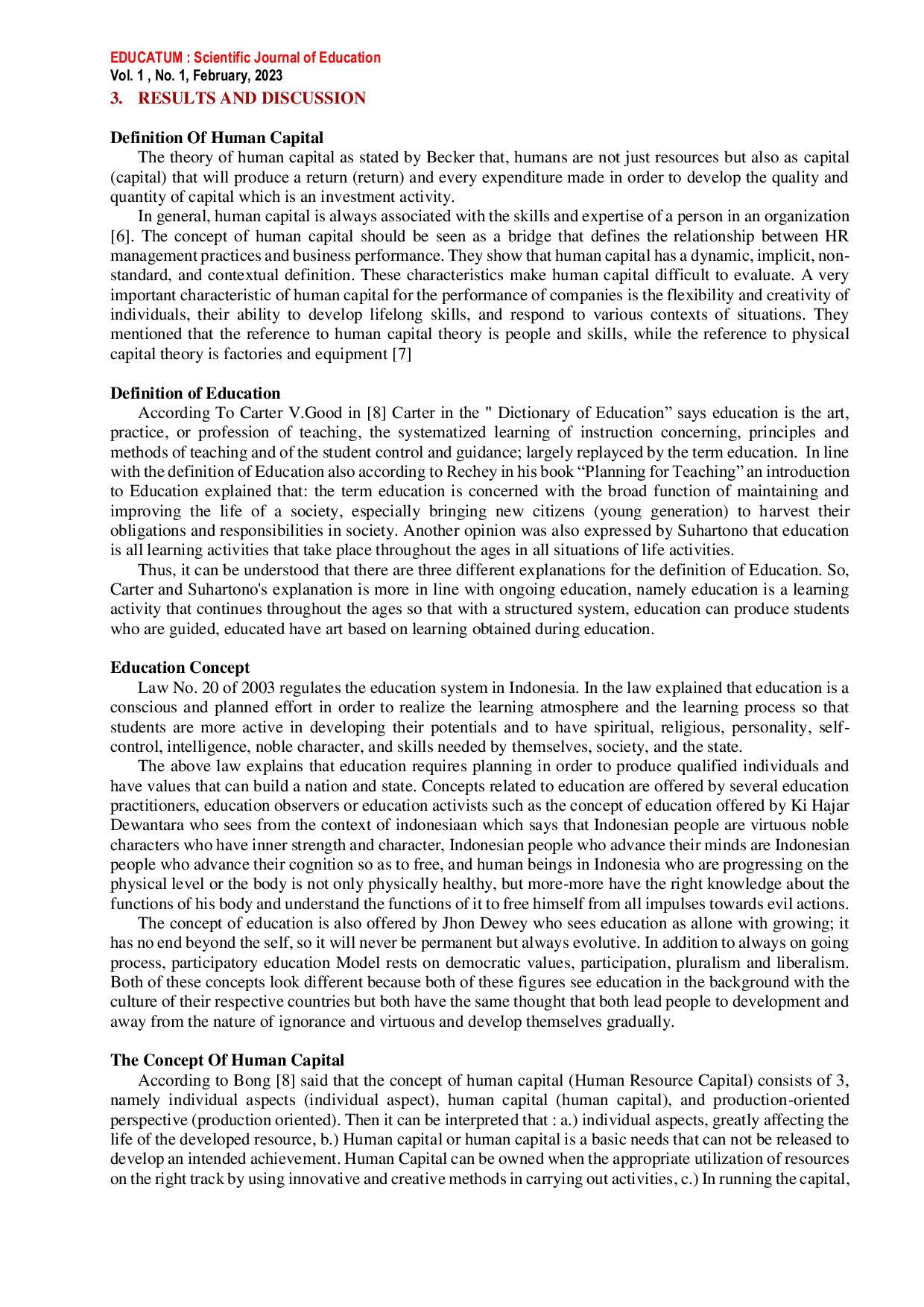 JURIS Relationship Analysis And Concept Of Human Capital Theory And Education