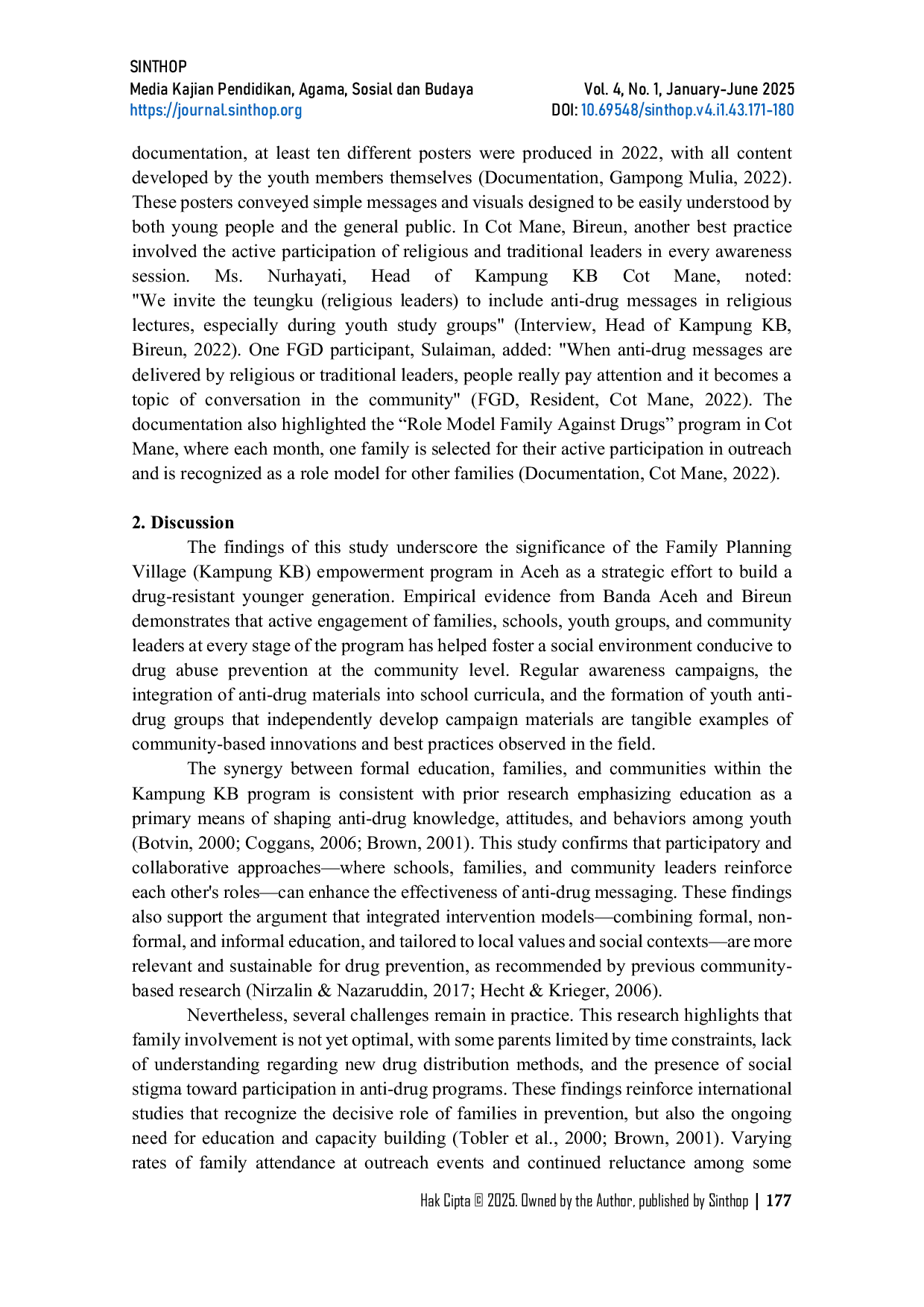 JURIS Synergizing Education Family and Community in Empowering Kampung KB for Drug Abuse Prevention Among Youth in Aceh