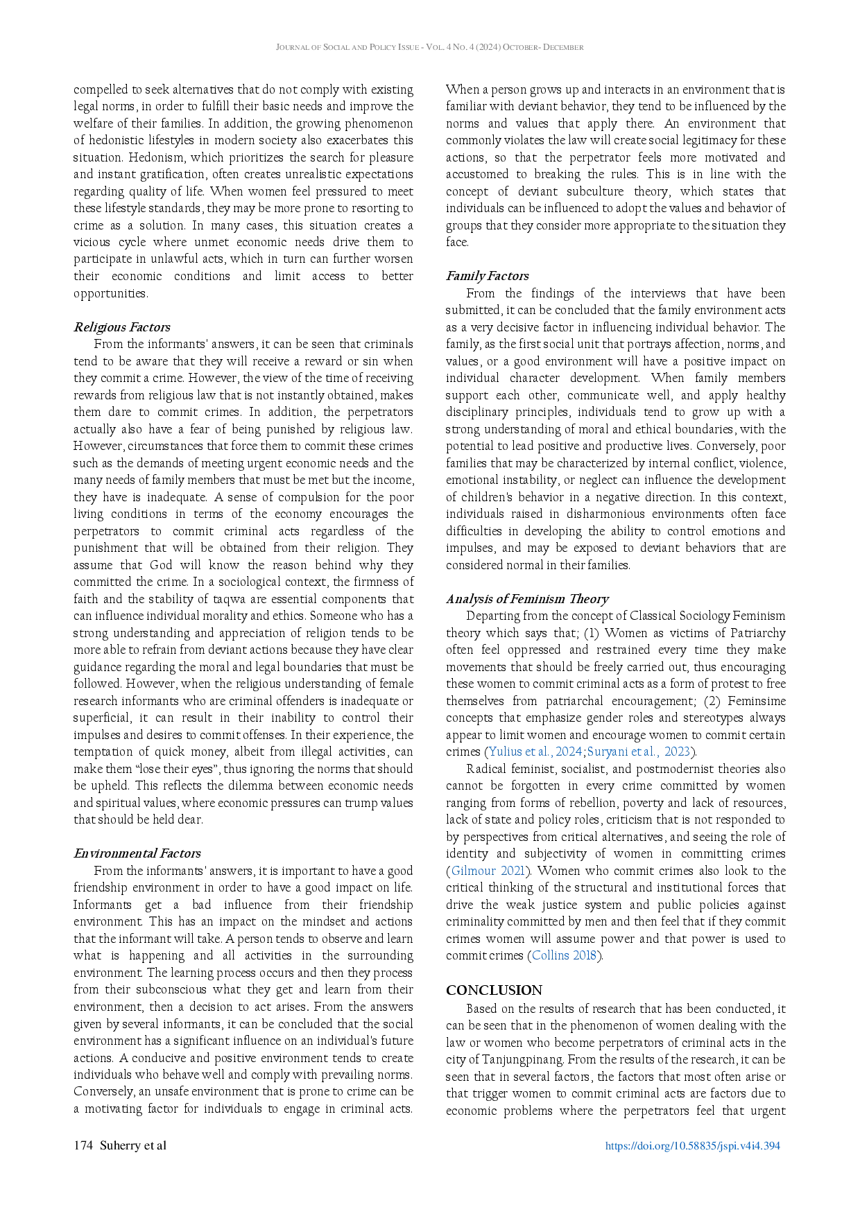 juris Sociological Analysis of Women s Involvement in Criminal Acts in Tanjungpinang The Influence of Economy Family and Social Environment