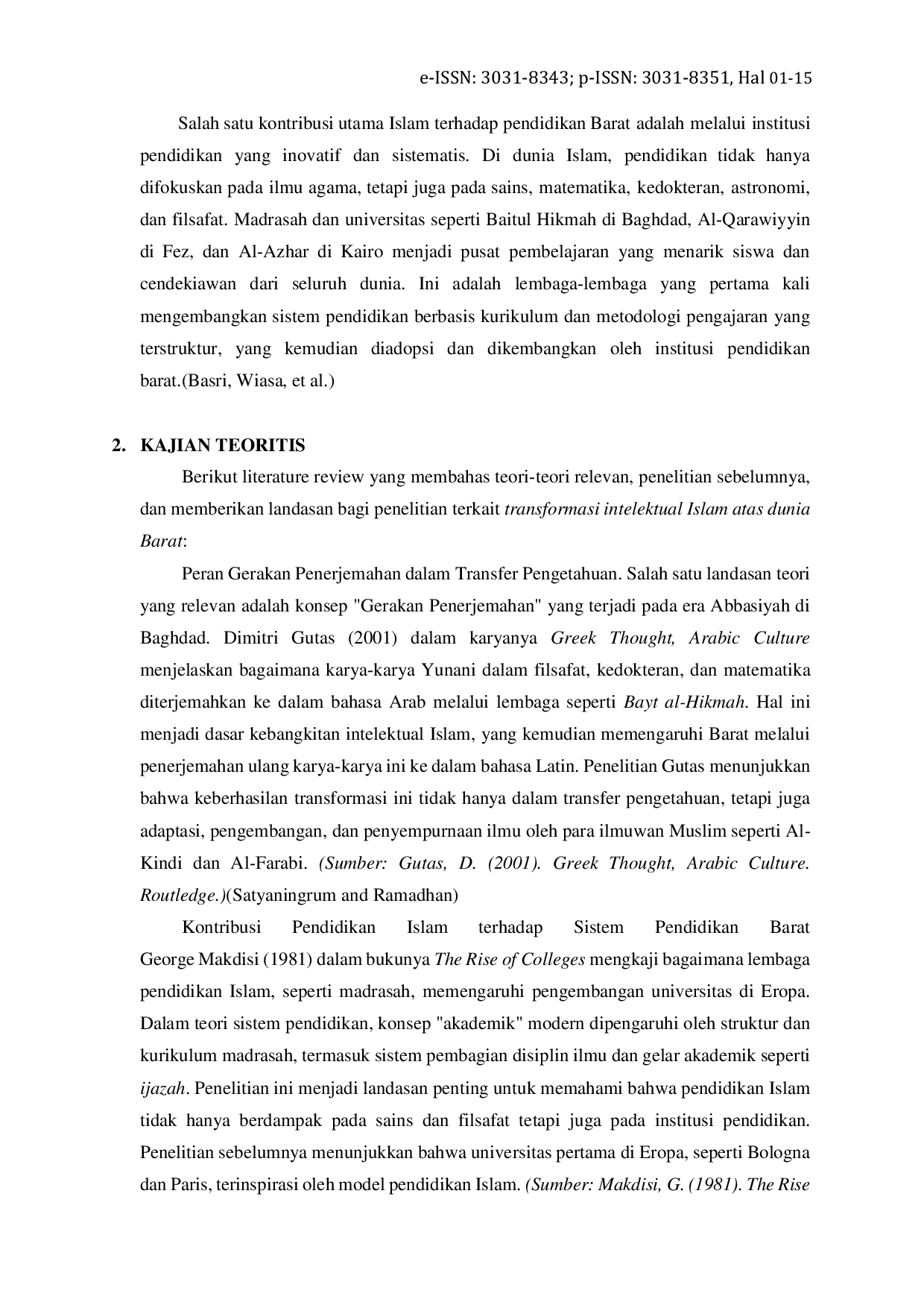 JURIS Transformasi Intelektual Islam Atas Dunia Barat