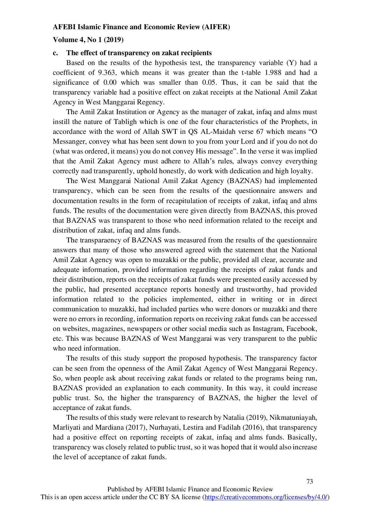 JURIS The Influence of Accounting Information Quality Accountability and Transparency on Zakat Receipt