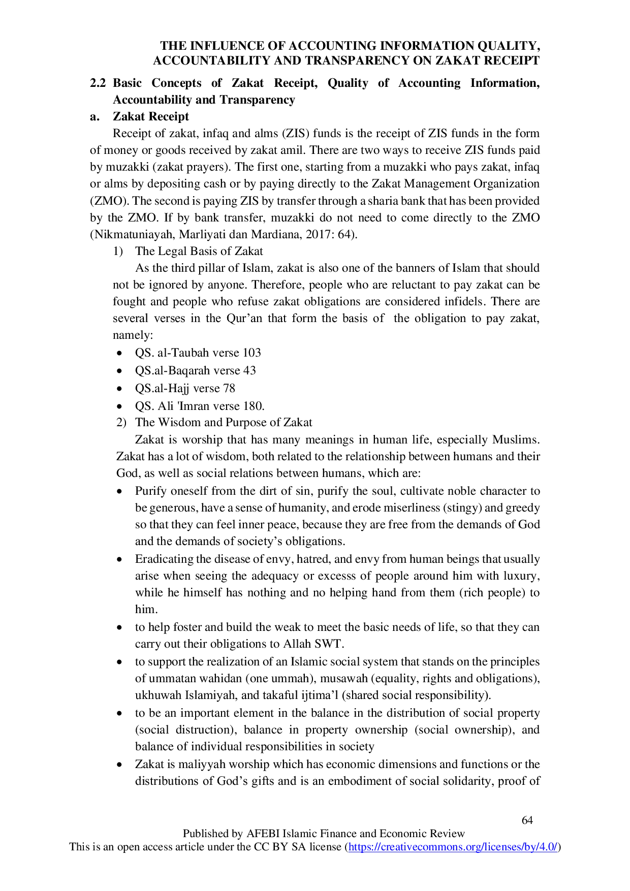 JURIS The Influence of Accounting Information Quality Accountability and Transparency on Zakat Receipt