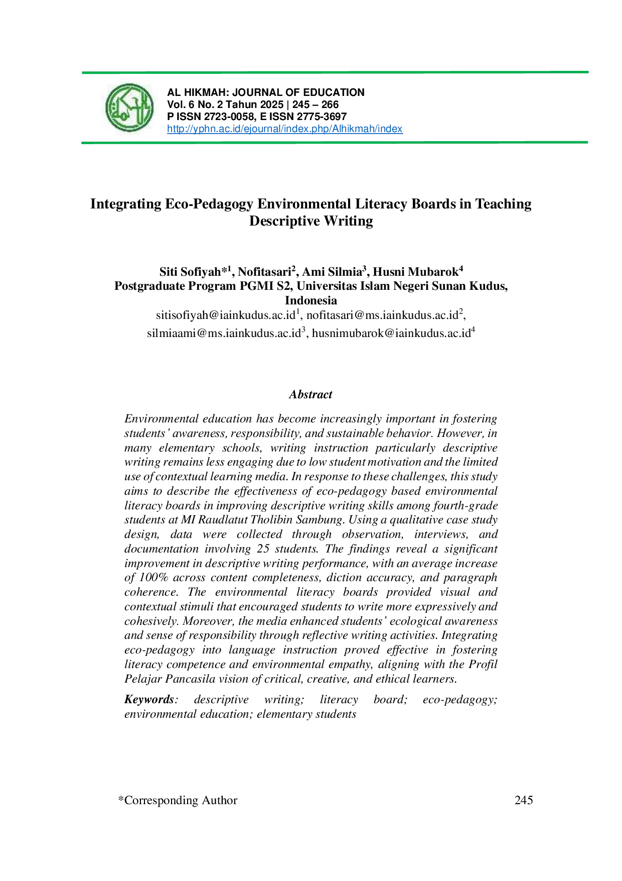 JURIS Integrating Eco Pedagogy Environmental Literacy Boards in Teaching Descriptive Writing