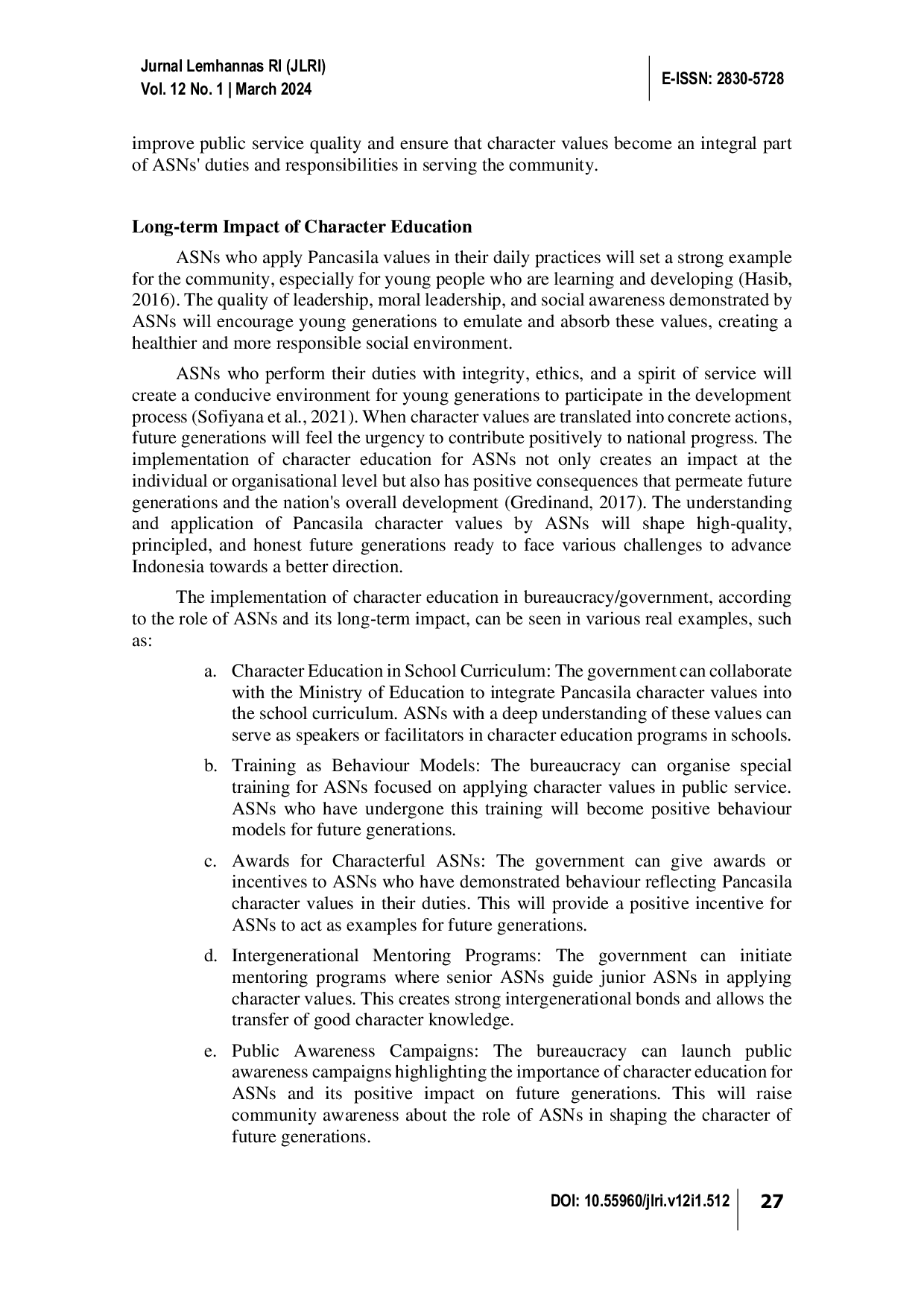 JURIS Importance of Character Education for Civil Servants to Instil Pancasila Values