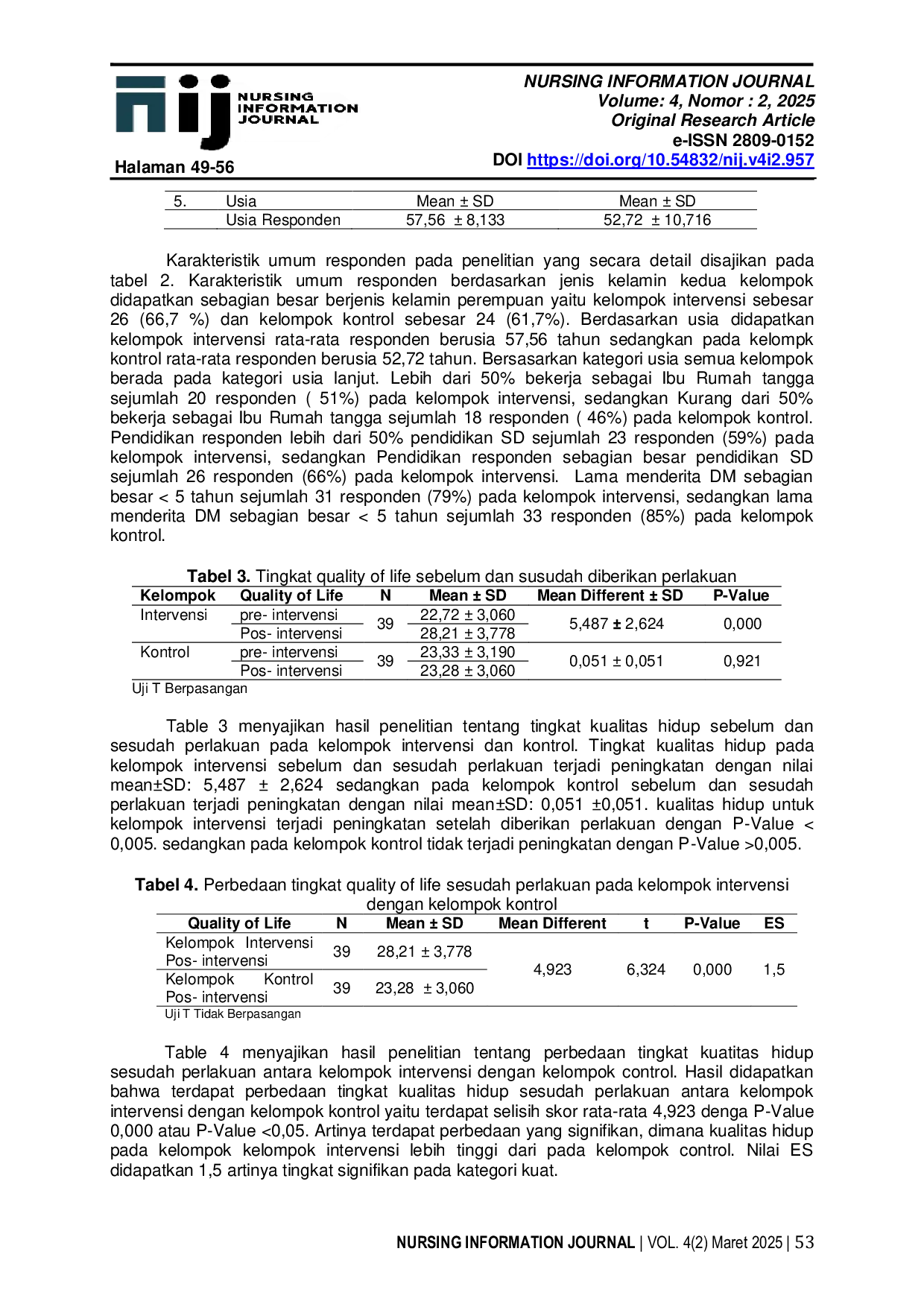 JURIS Kombinasi Reminiscence dan Mindfulness Spiritual dalam Meningkatkan Kualitas Hidup pada Pasien Diabetes Mellitus Tipe 2