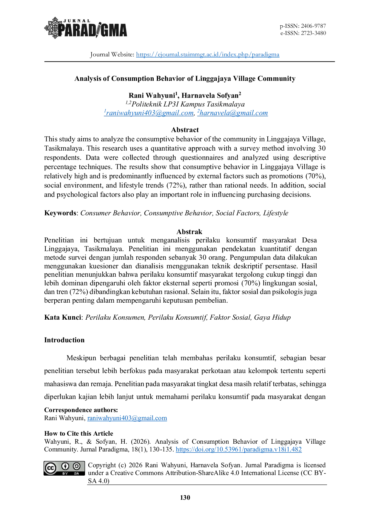 JURIS Analysis of Consumption Behavior of Linggajaya Village Community