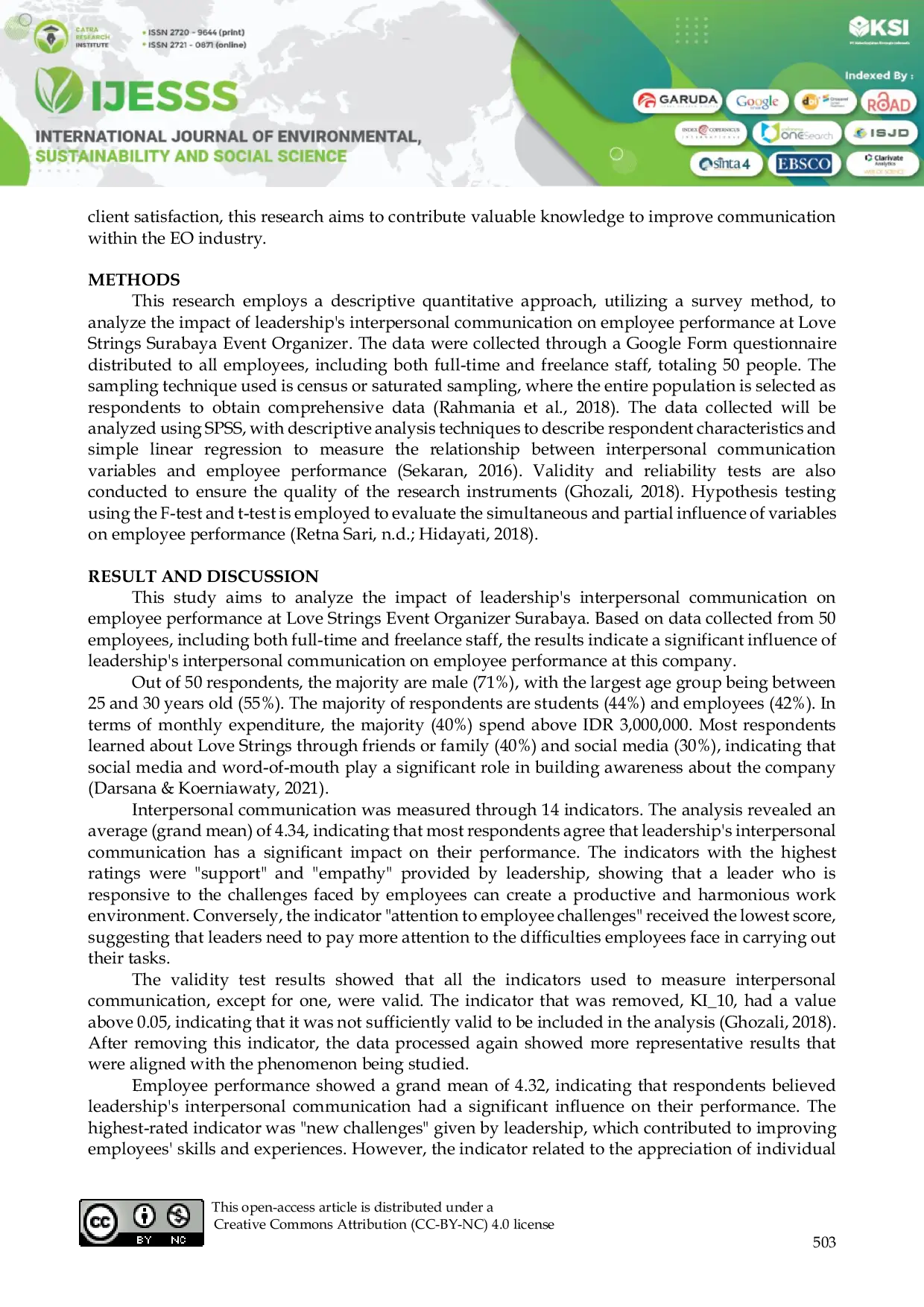 JURIS The Relationship Between Leadership s Interpersonal Communication and Team Performance at Love Strings Event Organizer Surabaya
