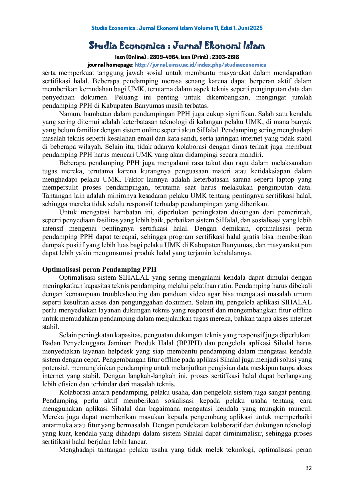 JURIS Optimalisasi Peran Pendamping Pph Halal Center Uin Saizu Dalam Sertifikasi Halal Dan Pengembangan Ekosistem Halal Banyumas