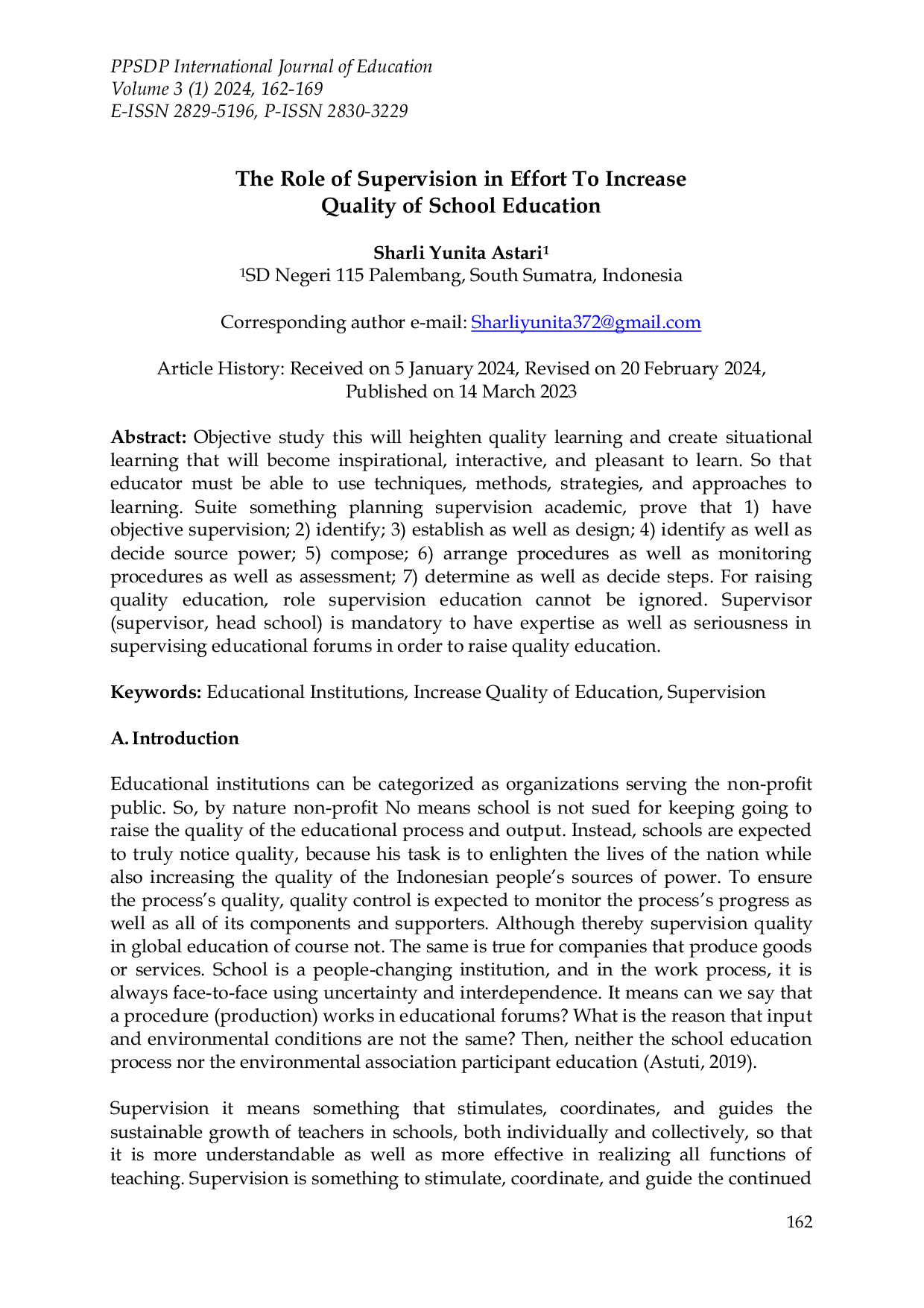 JURIS The Role of Supervision in Effort To Increase Quality of School Education