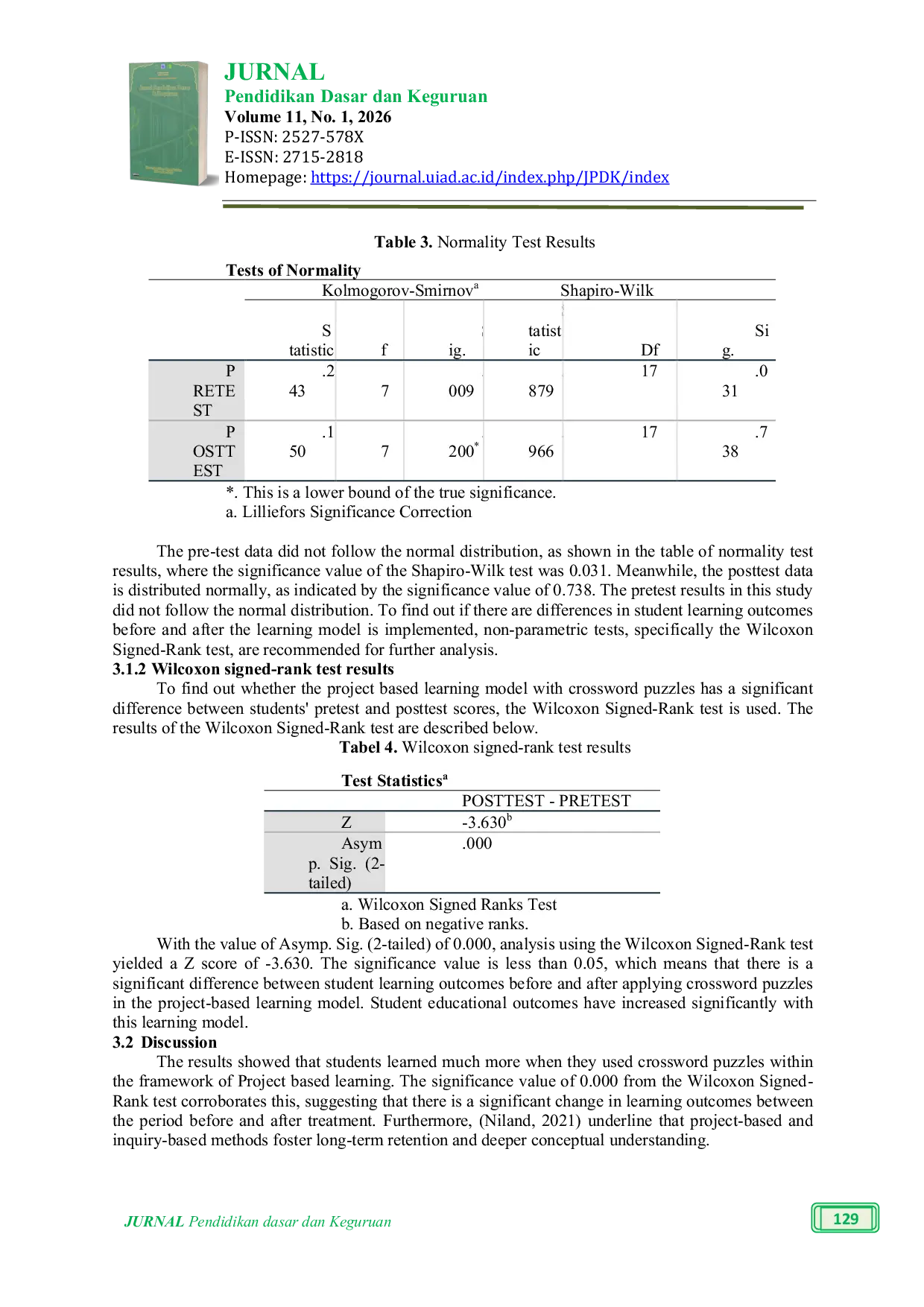 JURIS The Effect Of The Project Based Learning Model Assisted By Crossword Puzzle Media On The Learning Outcomes Of Grade V Students