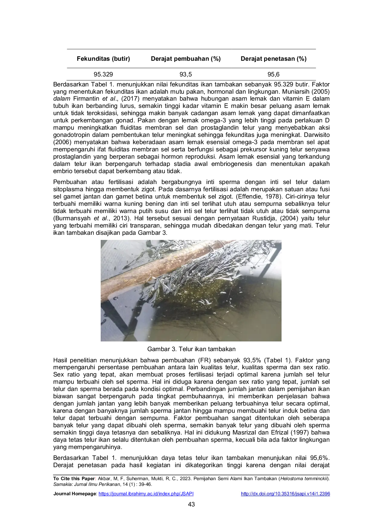 JURIS Pemijahan Semi Alami Ikan Tambakan Helostoma temminckii