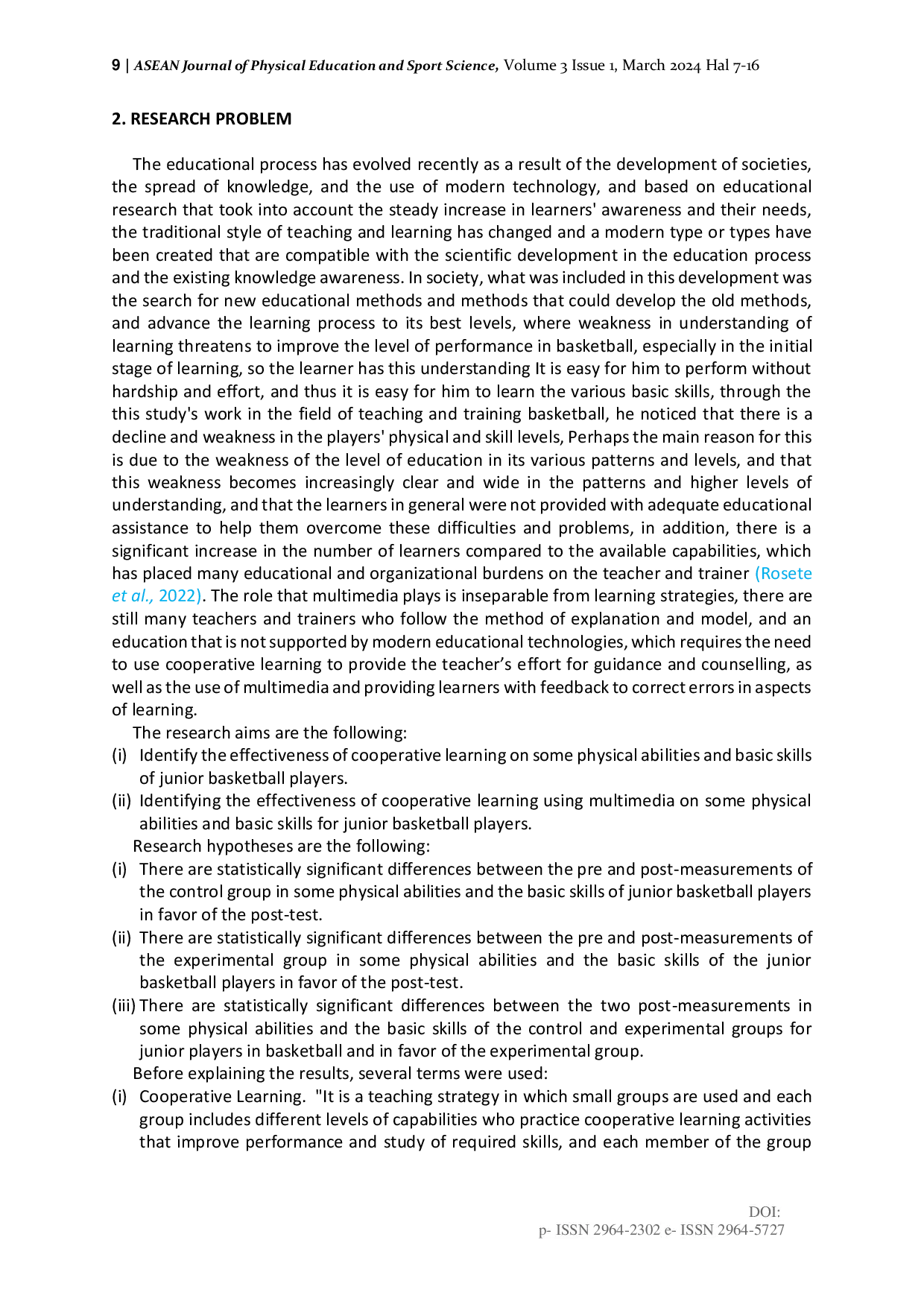 JURIS Effectiveness of Cooperative Learning Using Multimedia in Some Physical Abilities and Basic Skills for Junior Players in Basketball