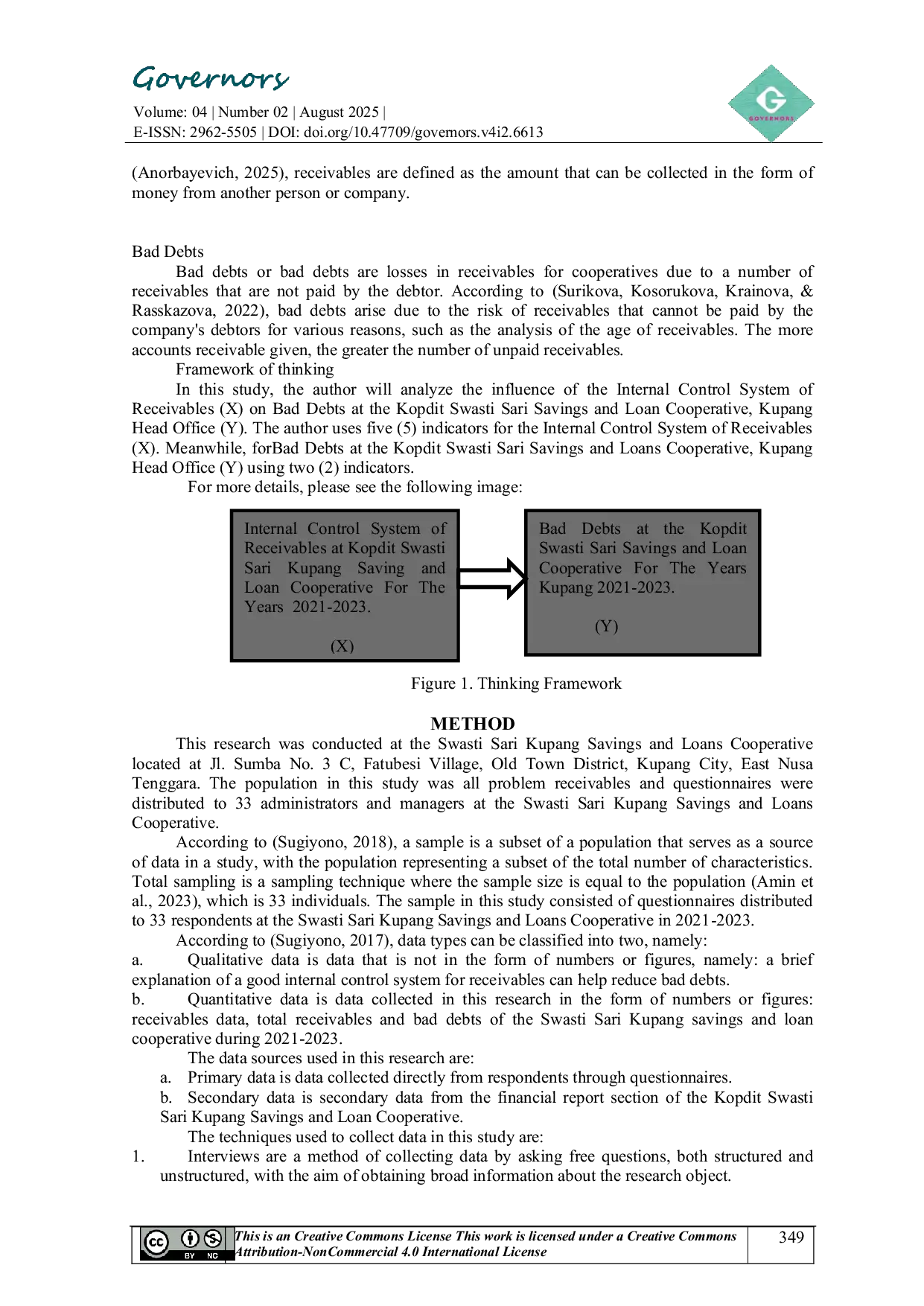 JURIS The Influence of Internal Control System of Accounts Receivables on Bad Debts